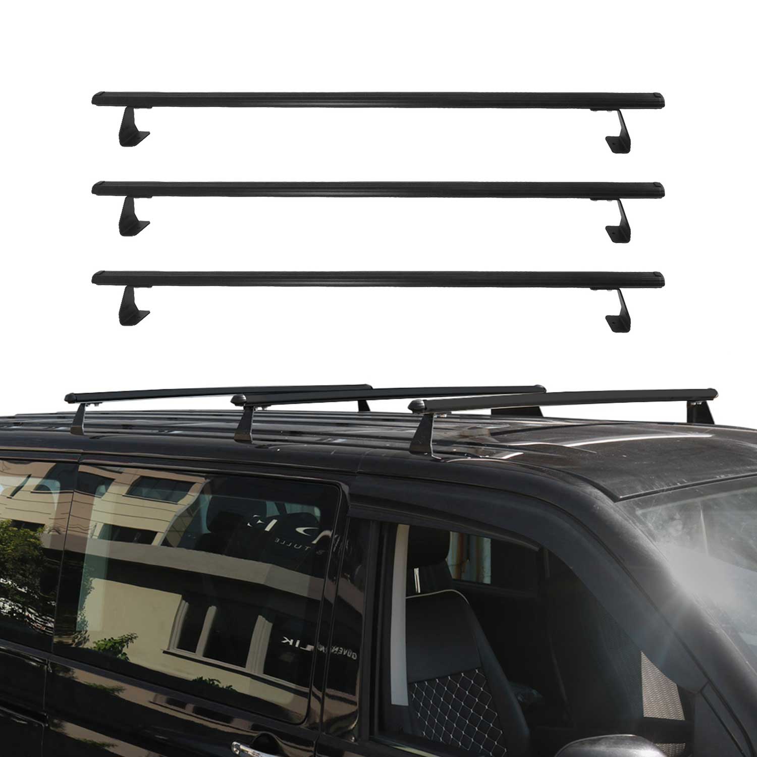 2013-2021 Nissan NV200 Roof Rack Cross Bars Luggage Carrier Aluminium Black 3 Pcs