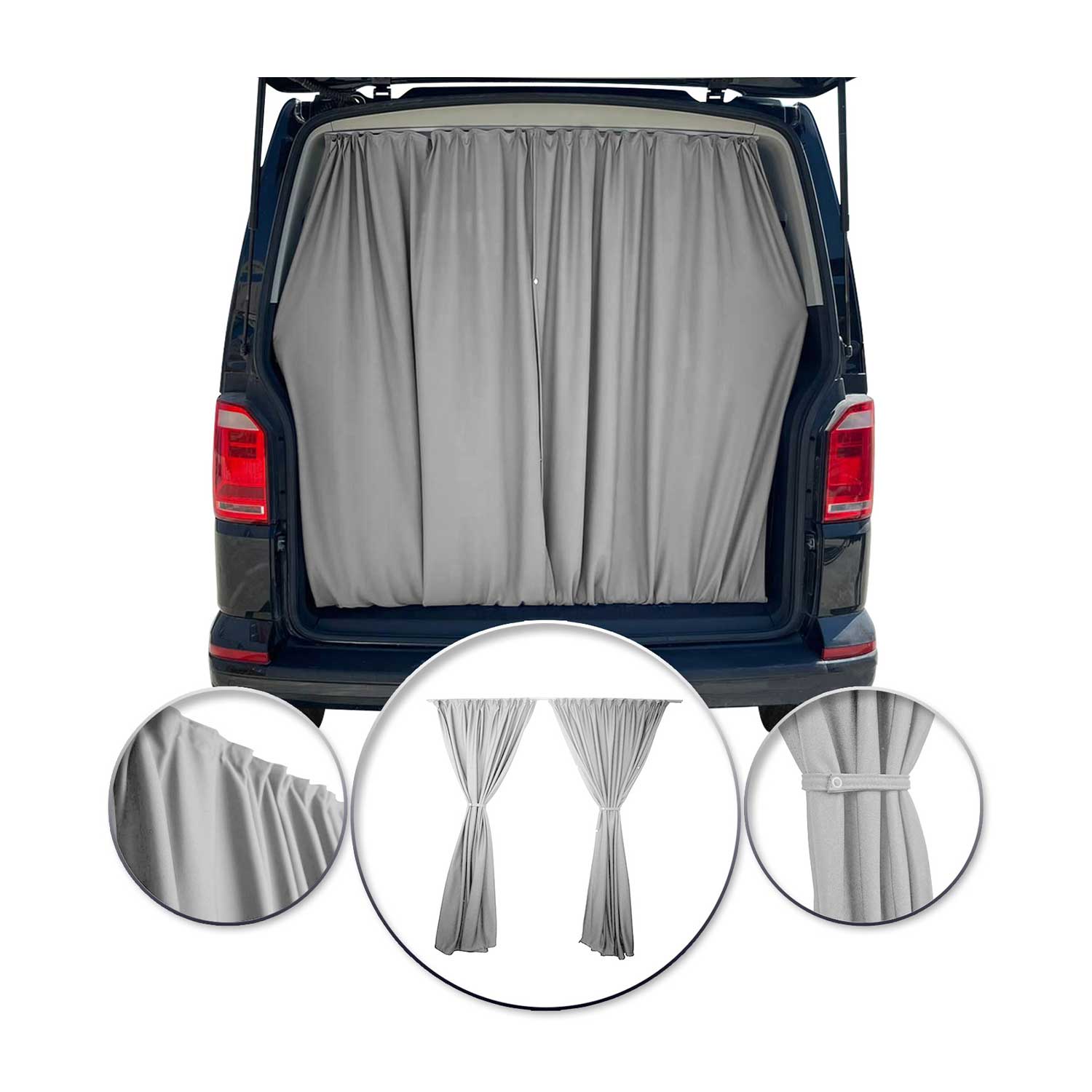 Ford Transit Trunk Tailgate Curtain Gray 2 Privacy Curtains