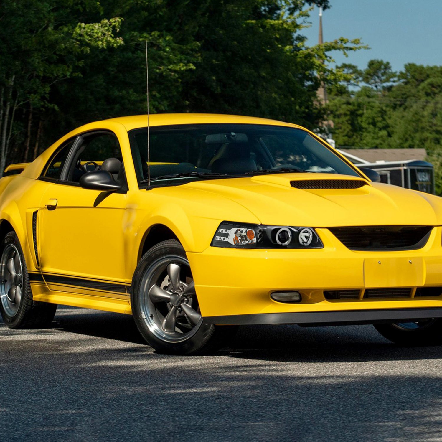 1999-2004 Ford Mustang Dual Halo Projector Headlights Matte Black/Clear Lens