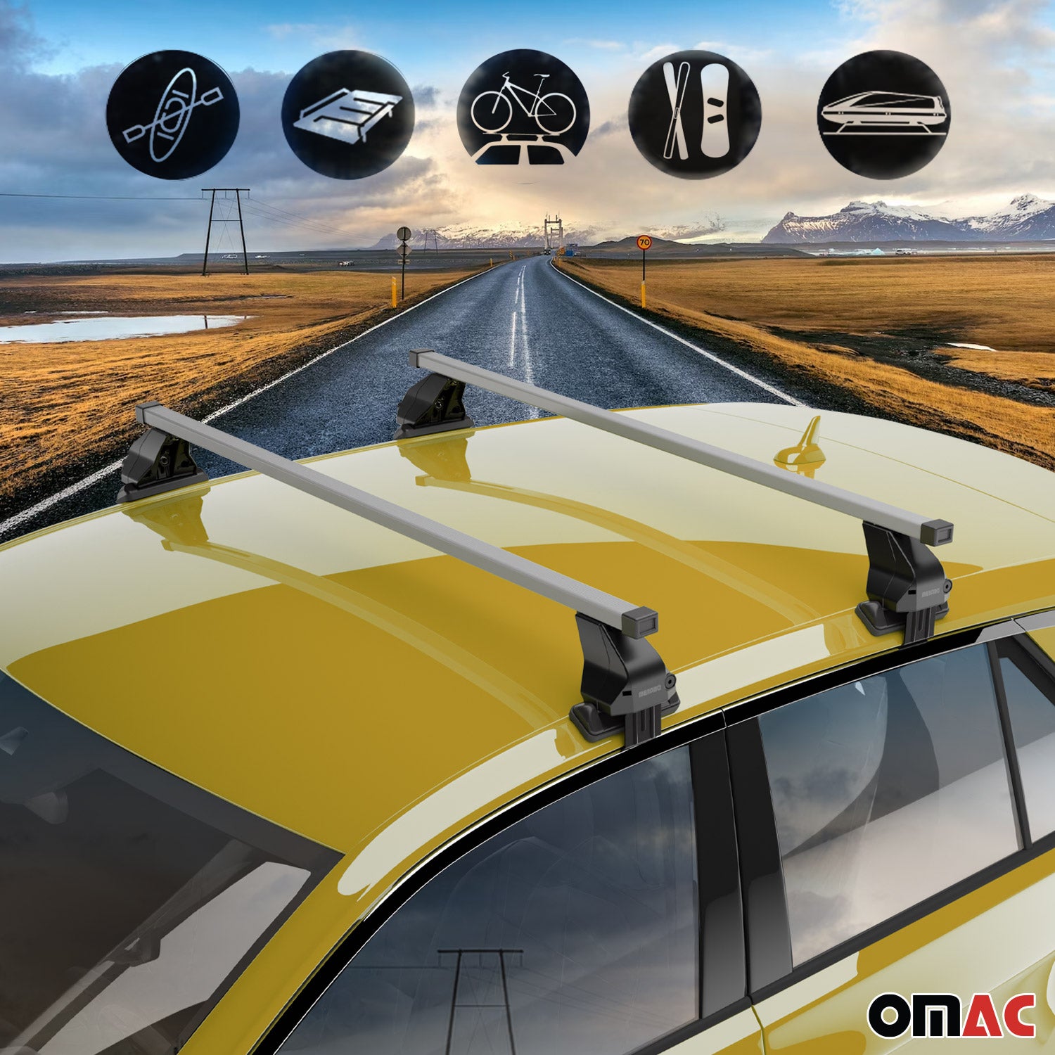 2019-2026 GMC Sierra 1500 2500HD 3500HD / Sierra EV Roof Rack Cross Bars Silver