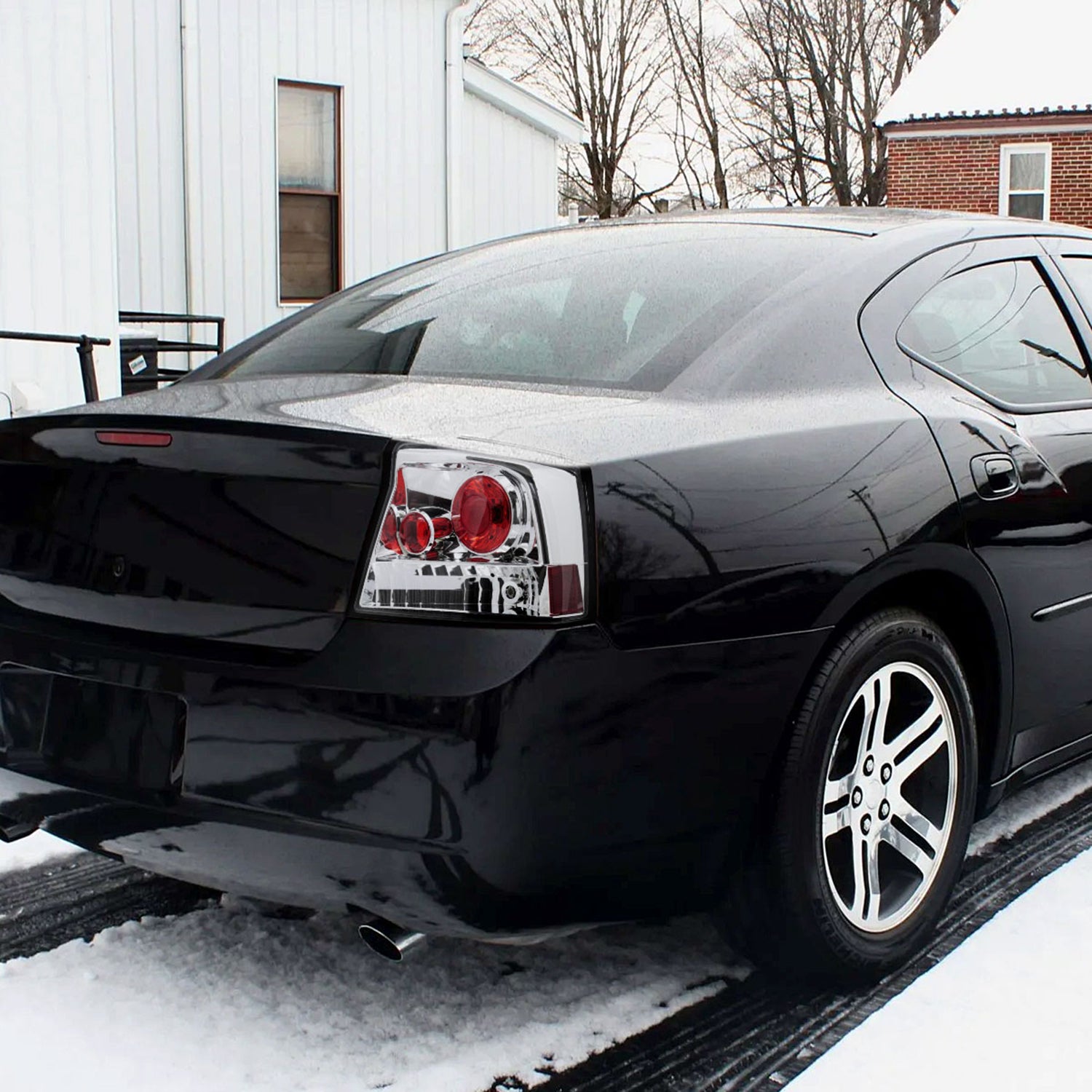 2005-2008 Dodge Charger Tail Lights Chrome Housing/Clear Lens