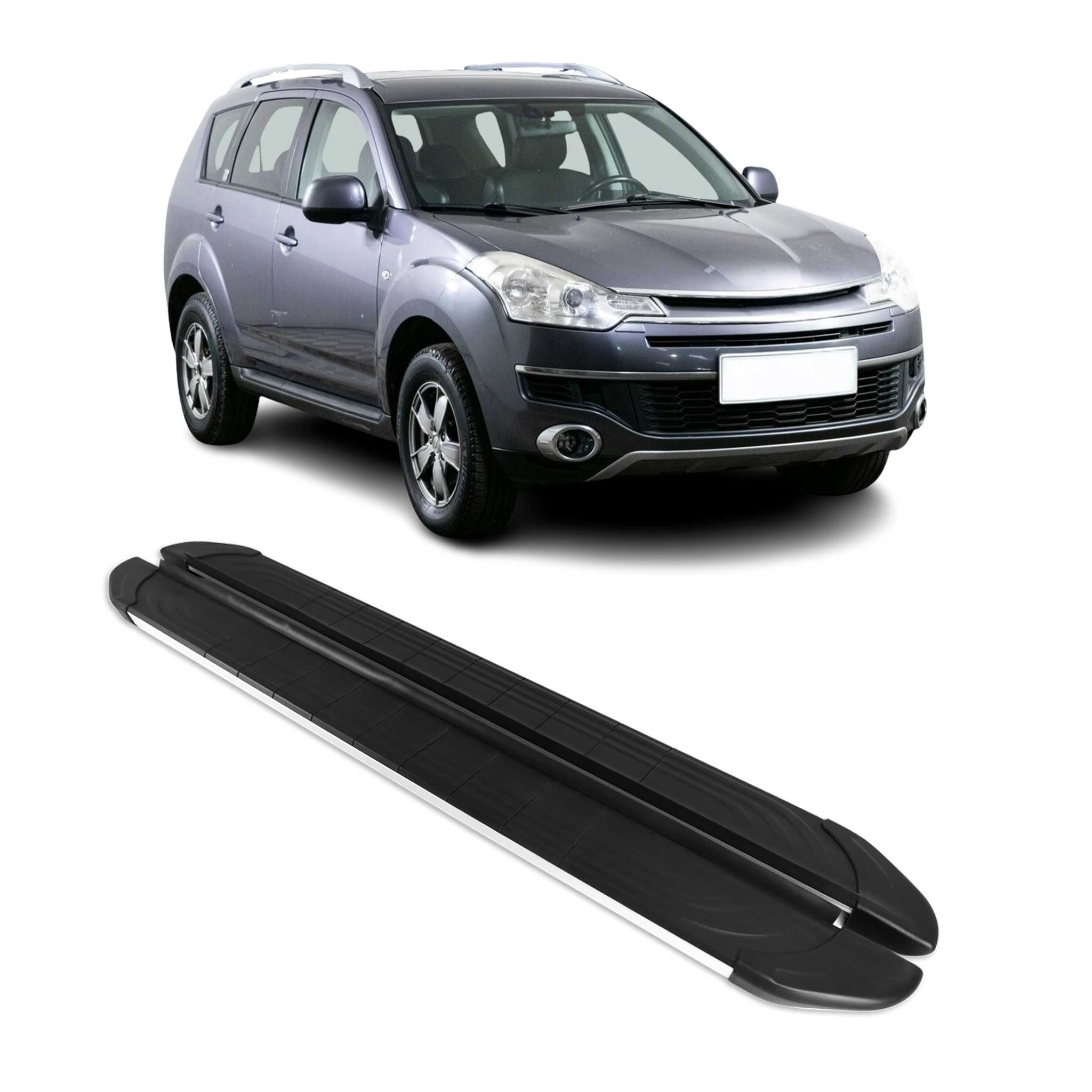 2007-2013 Mitsubishi Outlander Running Boards Side Steps Silver & Black