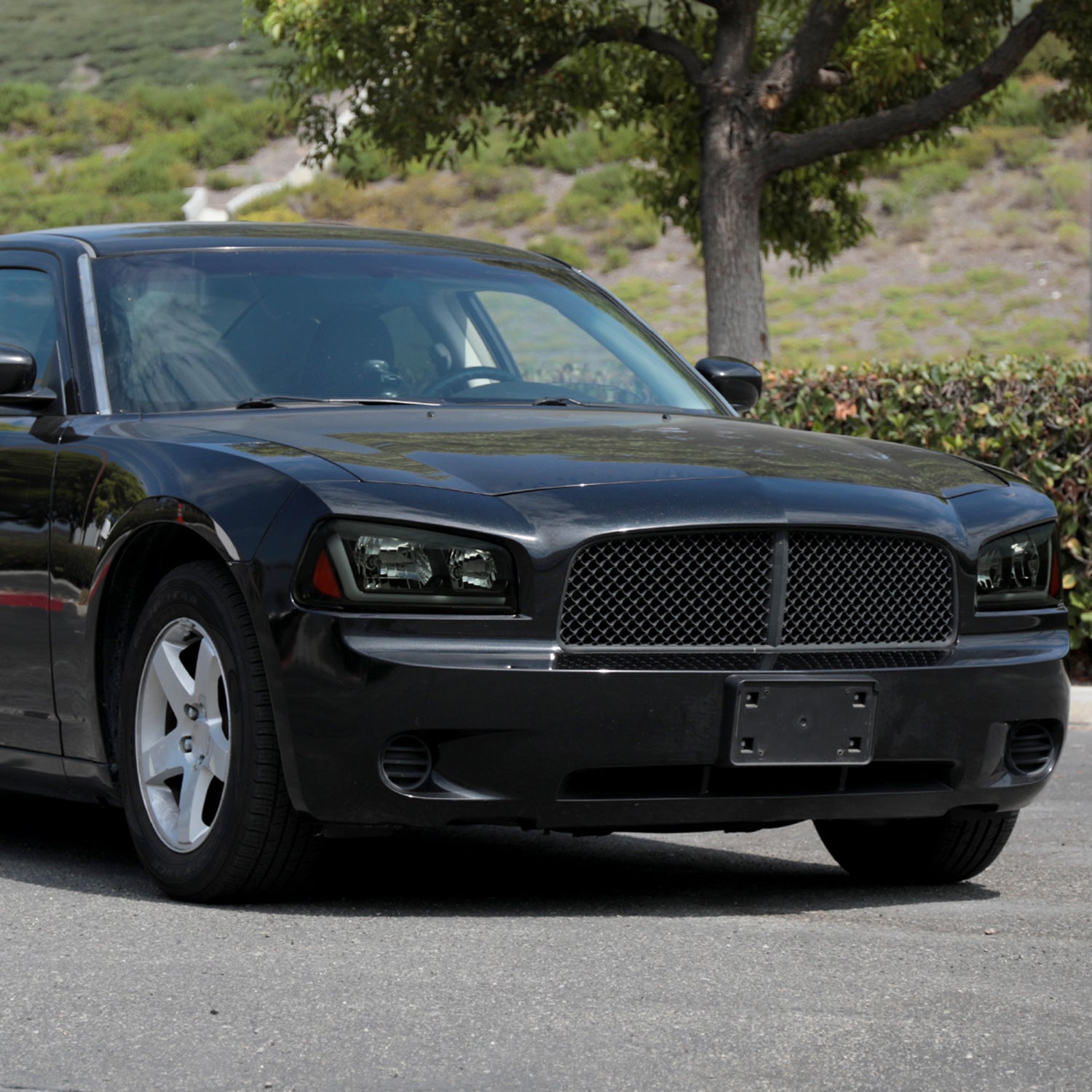 2006-2010 Dodge Charger Sequential LED Bar Factory Headlights Matt Smoke