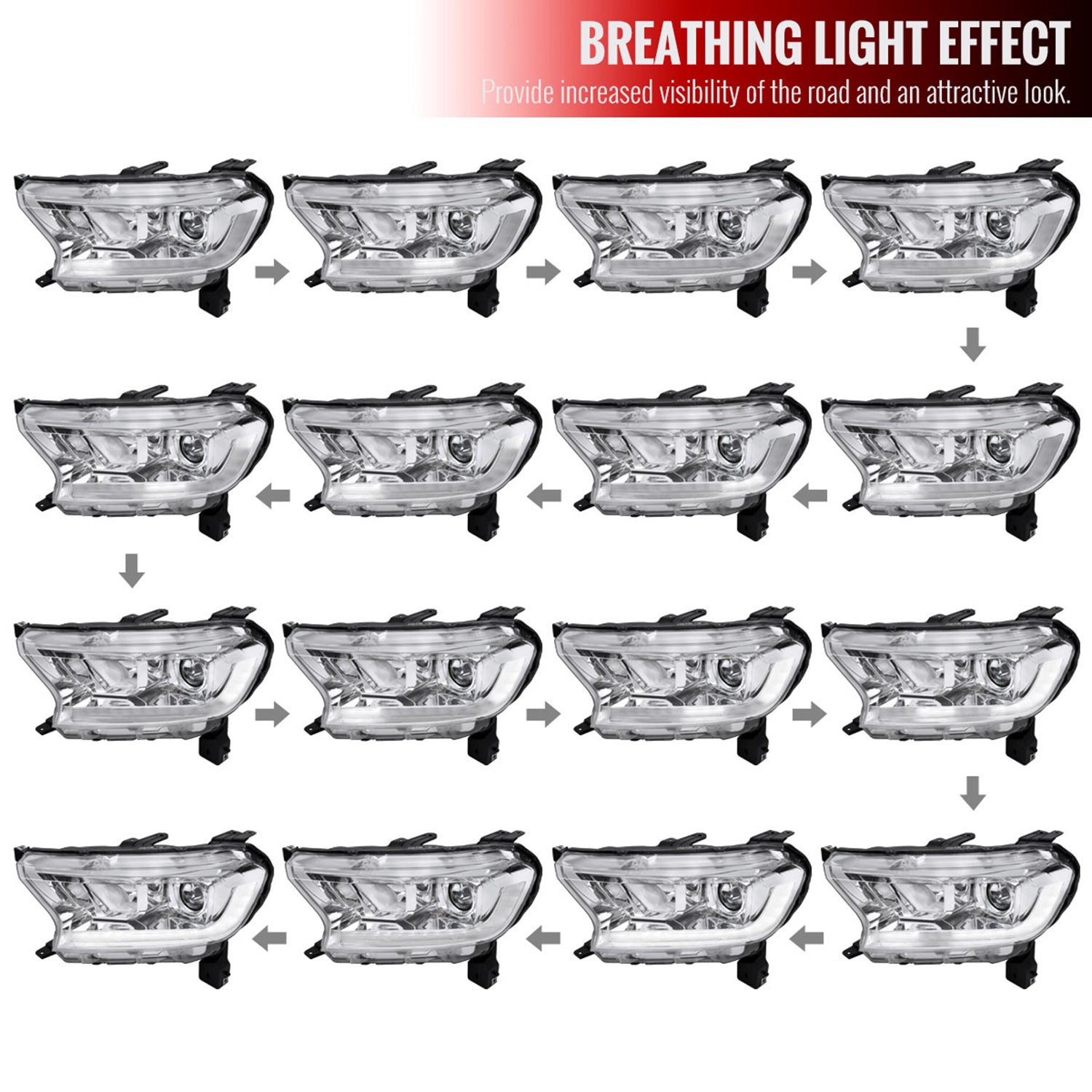 2019-2022 Ford Ranger Switchback LED Bar Projector Headlights Chrome