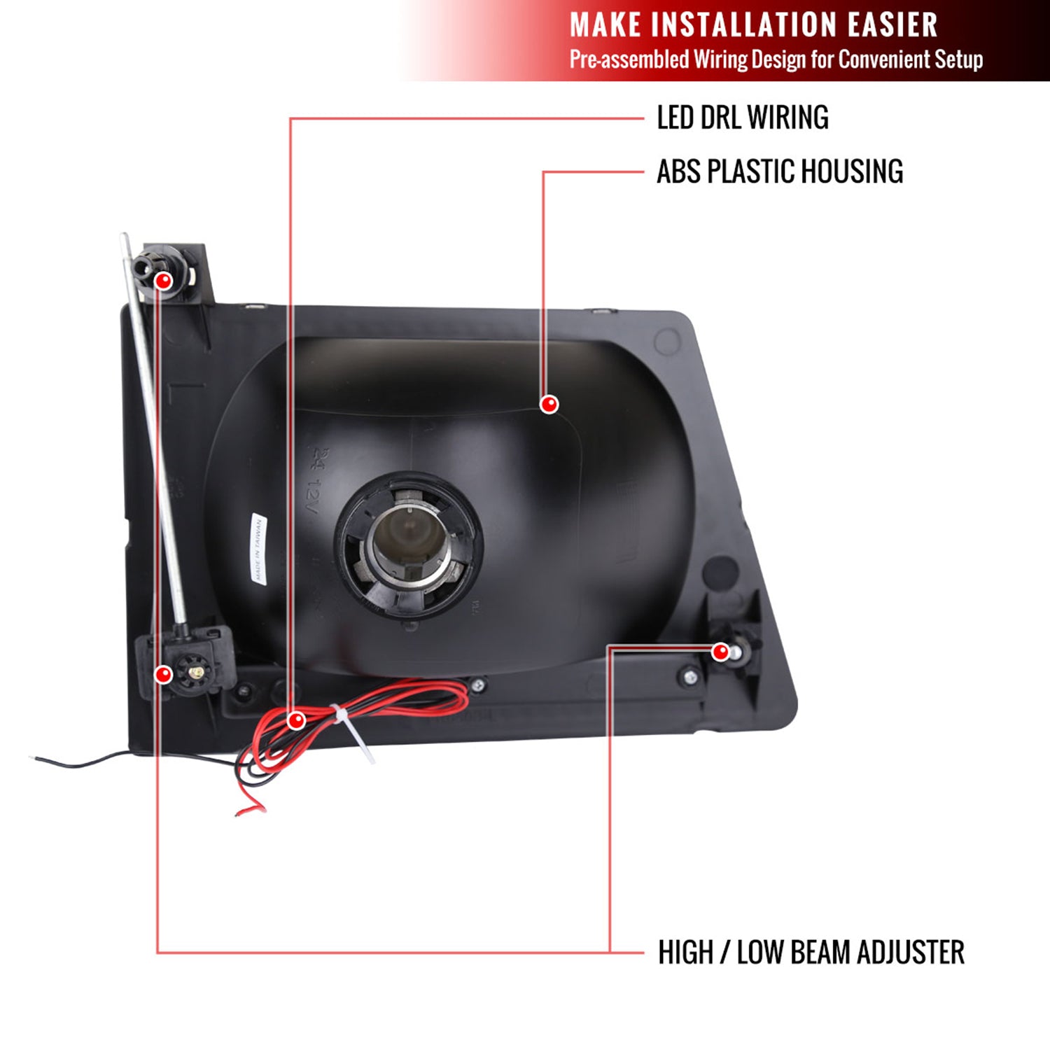 1992-2006 Ford Econoline E-Series LED Factory Headlights&Corner Lights Black