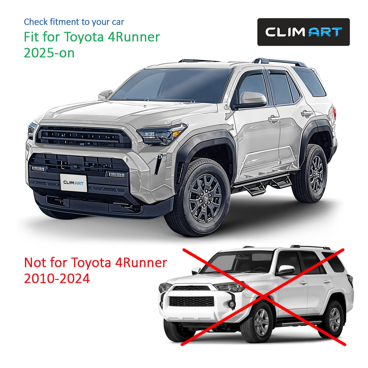 Clim Art Wind Deflectors for Toyota 4Runner 2025-2026 In-channel Dark Smoke 4Pcs