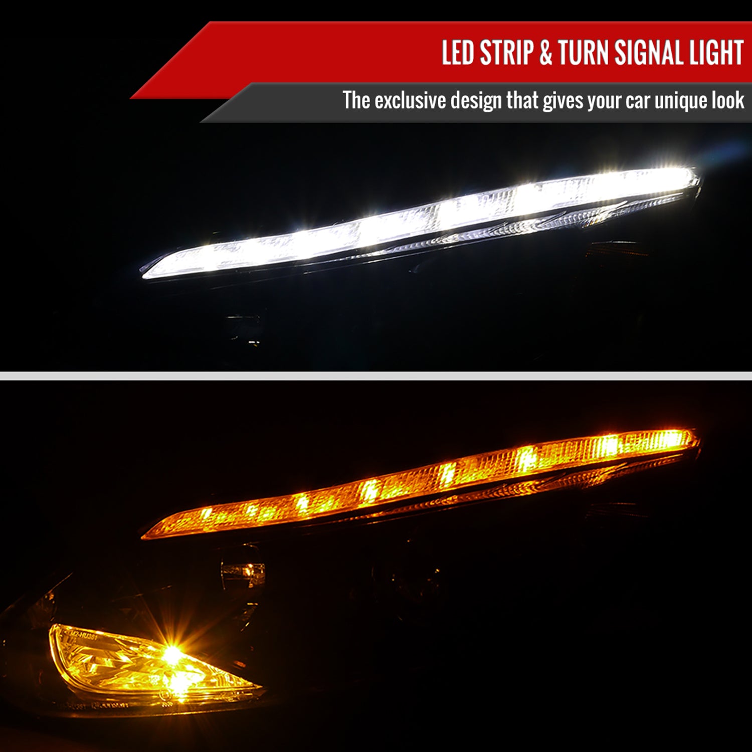 2012-2014 Ford Focus Projector Headlights LED Light &Turn Signal Lights Black