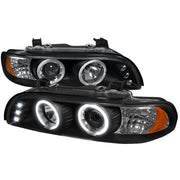 1996-2003 BMW E39 5 Series Dual Halo Projector Headlights Matte Black/Clear