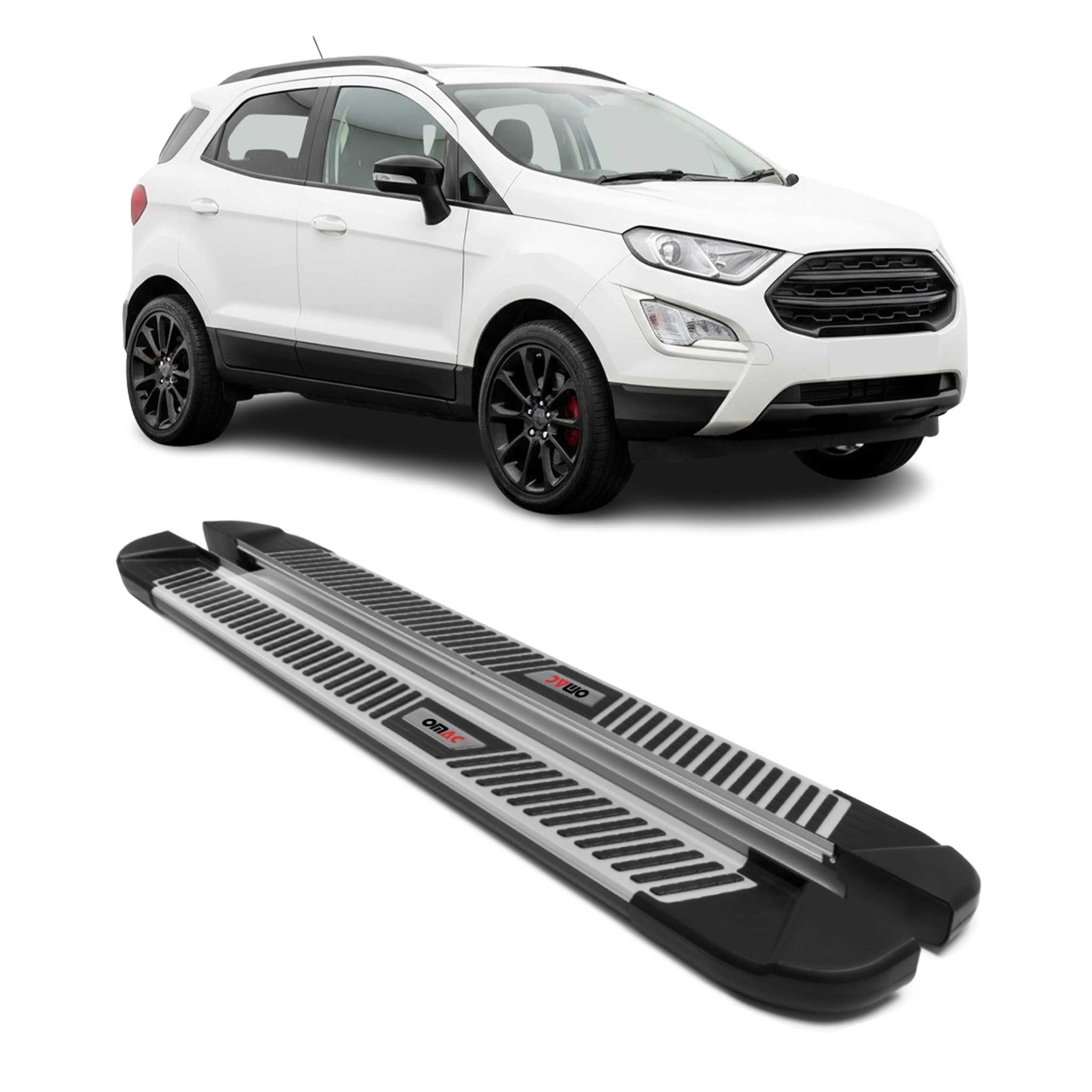 2013-2017 Ford EcoSport Running Boards Side Steps Silver & Black
