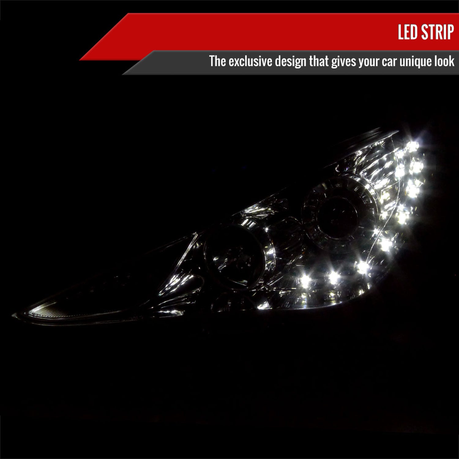 2011-2014 Hyundai Sonata Projector Headlights SMD LED Light Strip Chrome/Clear