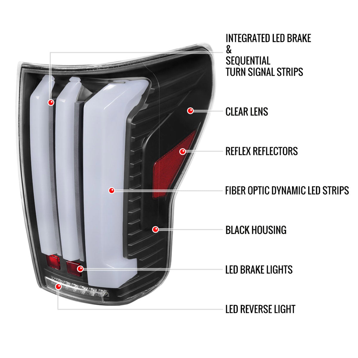 2007-2013 Toyota Tundra Sequential White LED Bar Tail Lights Matte Black/Clear