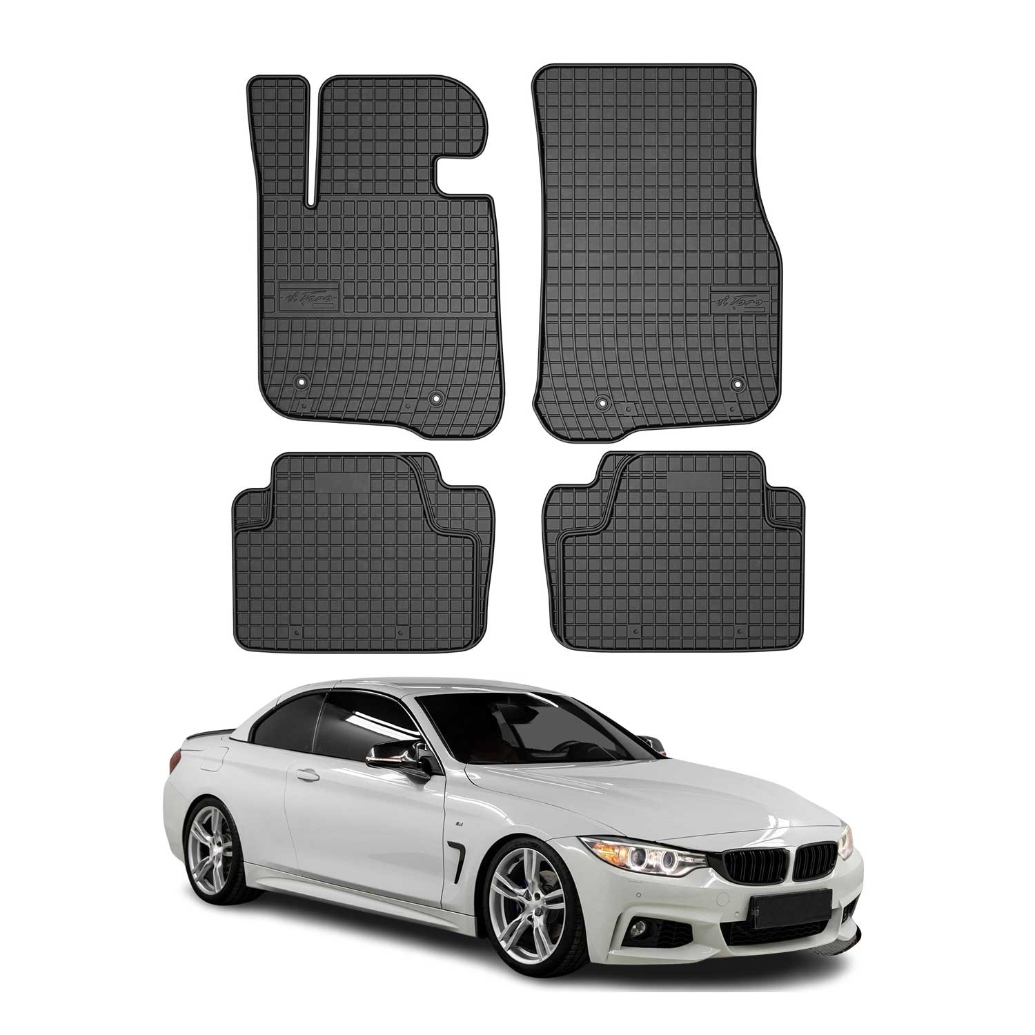 2014-2020 BMW 4 Series F33 Cabriolet Floor Mats Liners Full Set All Weather Rubber Black