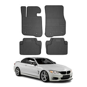 2014-2020 BMW 4 Series F33 Cabriolet Floor Mats Liners Full Set All Weather Rubber Black