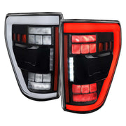 For Ford F-150 2021-2023 Full LED Tail Light Halogen Bulb Blind Spot Model Black Housing White Light Bar