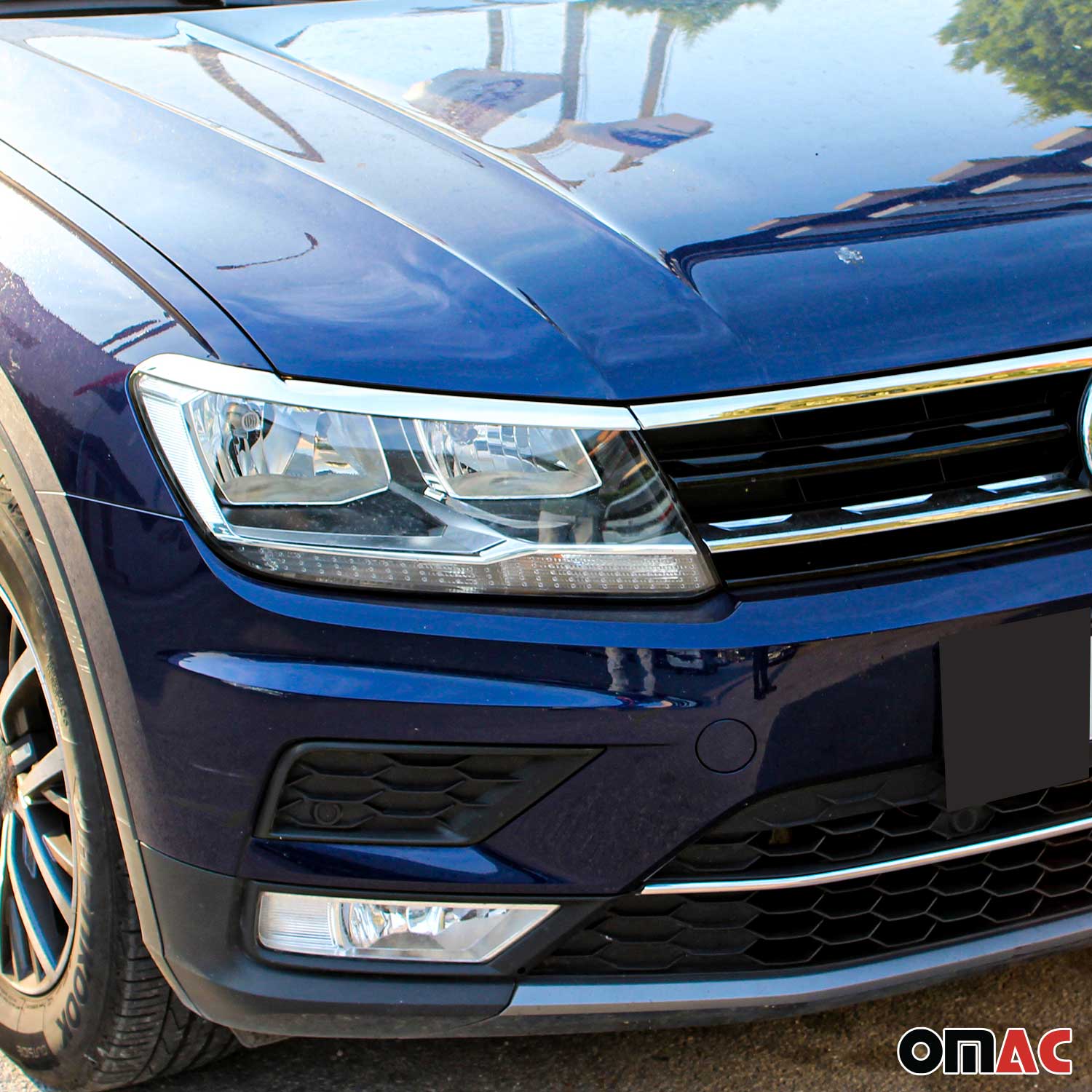 2018-2024 VW Tiguan Fog Light Headlight Lamp Surround Trim Silver 3 Pcs