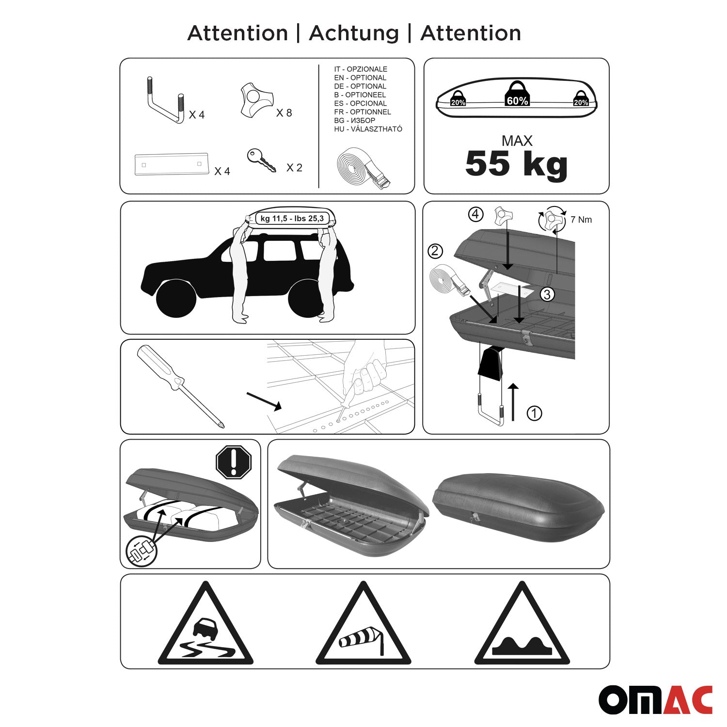 Roof Cargo Box 11.3 Cubic Feet Carbon Fiber Textured