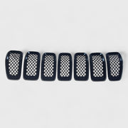 2014-2018 Jeep Cherokee Grille Overlay Gloss Black 7Pcs ABS Plastic