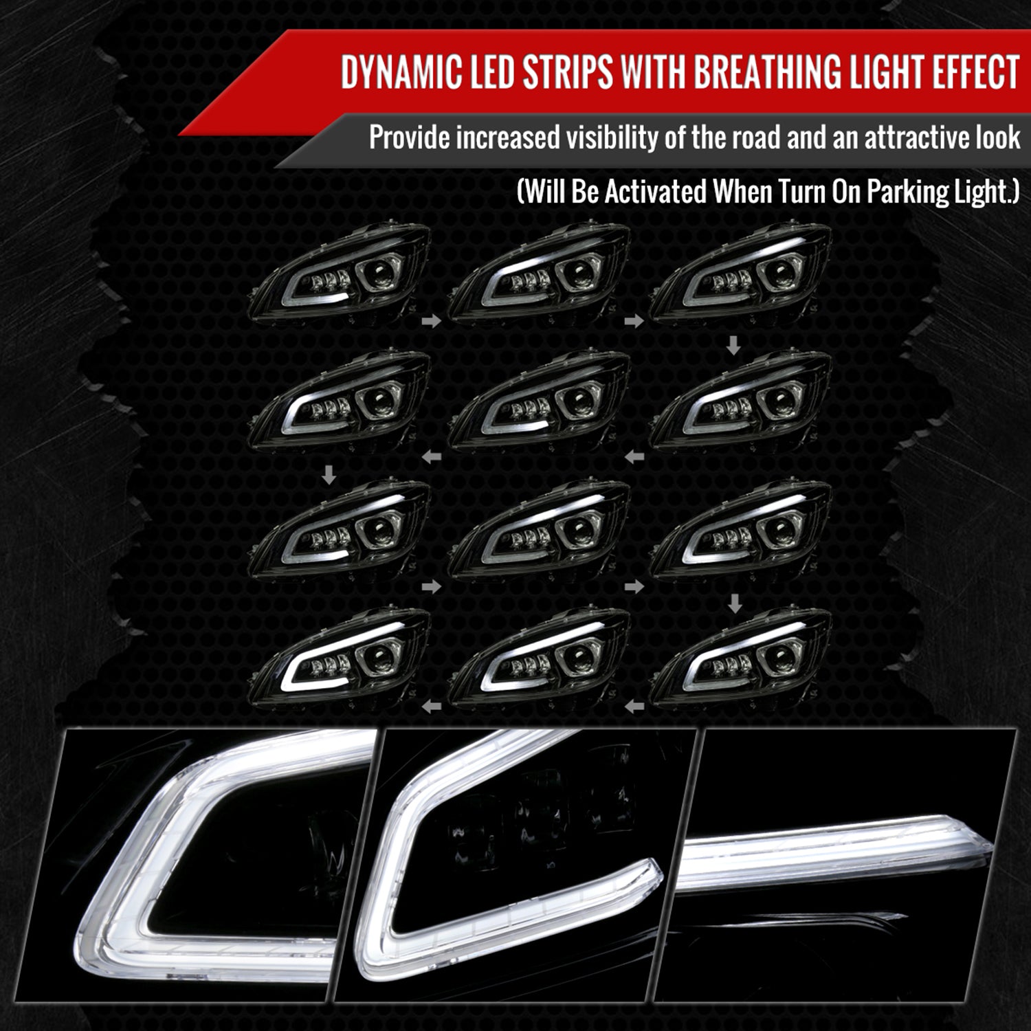 2008-2011 Mercedes Benz W204 C-Class Full LED Projector Headlights Smoke