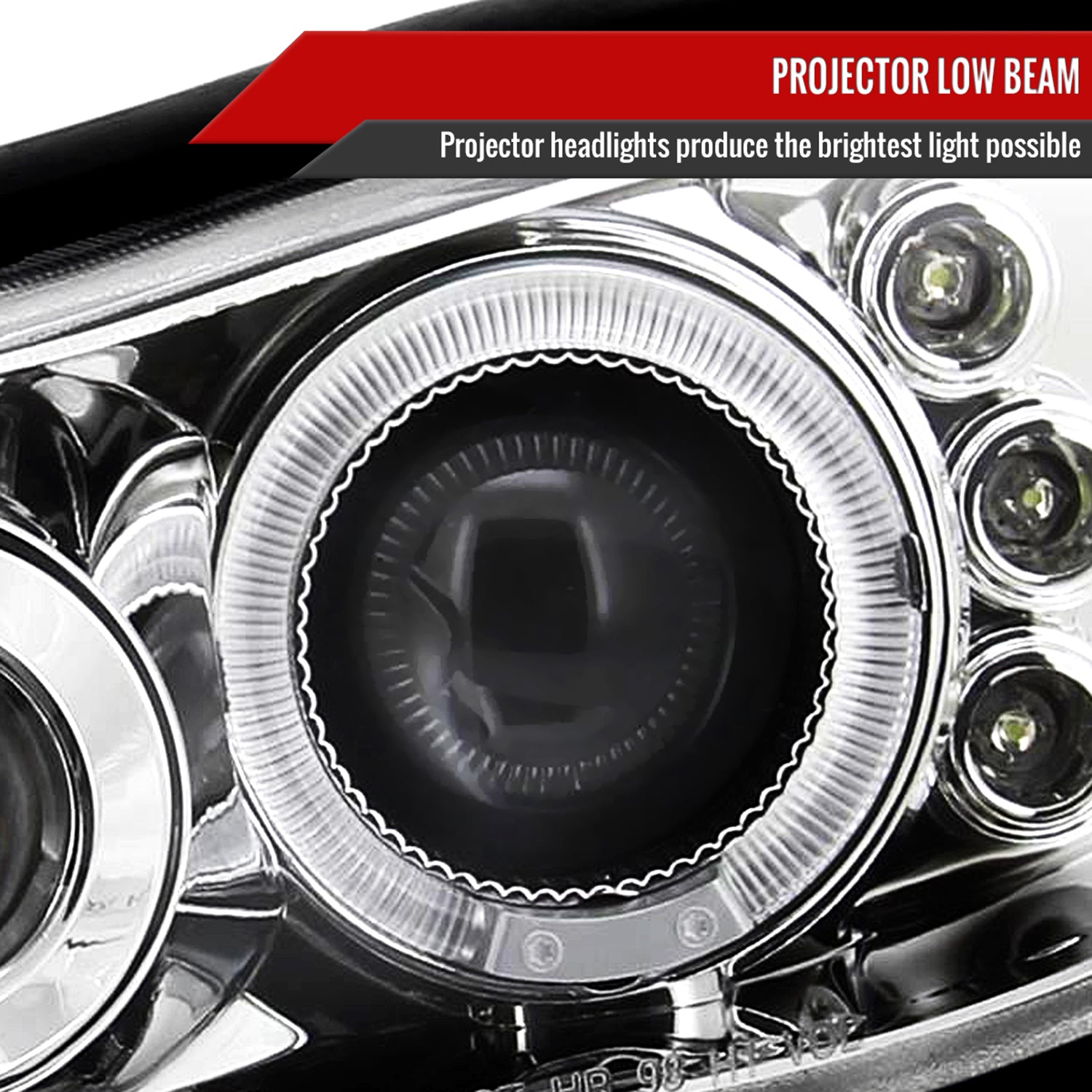 1998-2002 Chevy Camaro Dual Halo Projector Headlights Chrome/Clear Lens