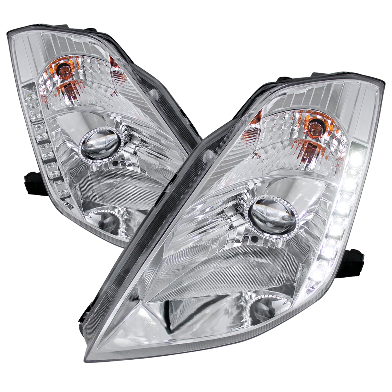 2003-2005 Nissan 350Z Projector Headlights w/ SMD LED Light Strip Chrome/Clear
