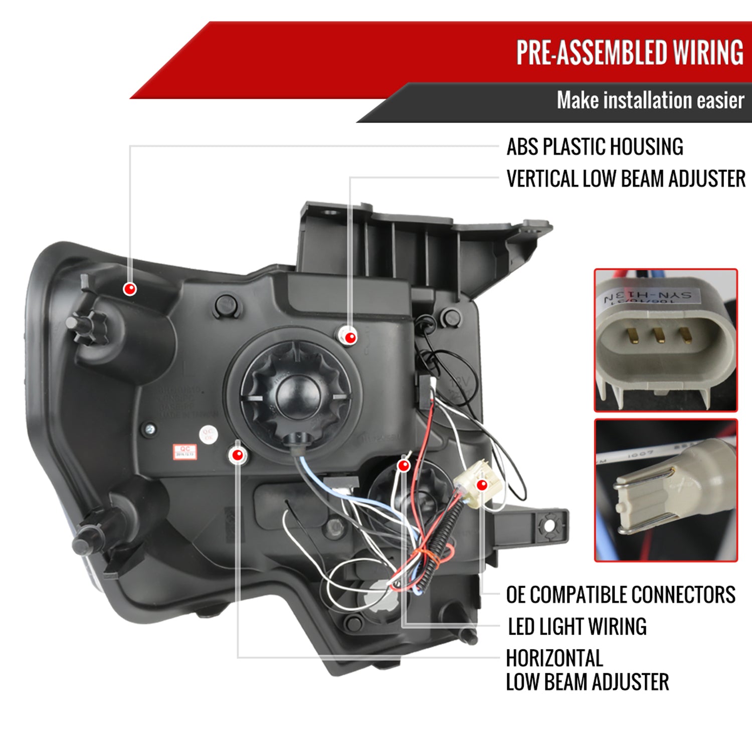 2009-2014 Ford F-150 Dual Halo Projector Headlights Jet Black/Clear Lens