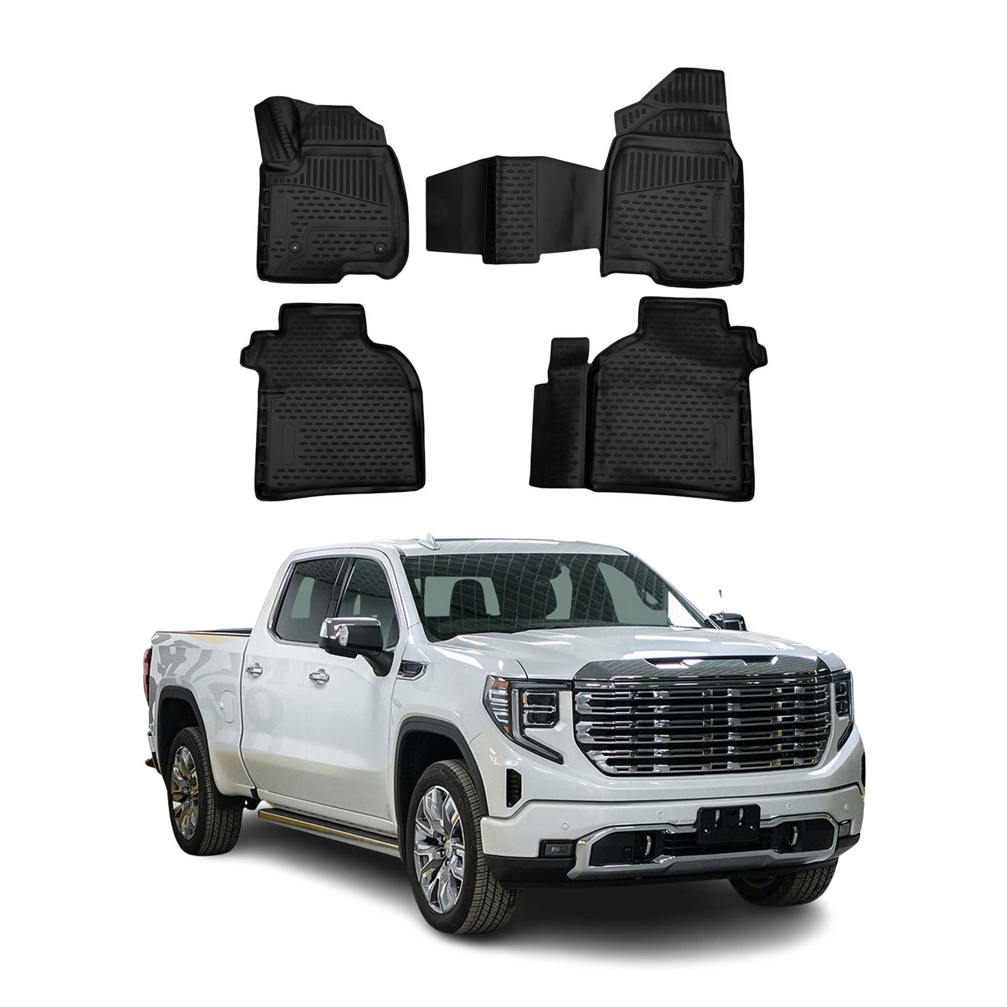 2019-2026 GMC Sierra Crew Cab 1500/2500/3500 Floor Mats Liners Full Set All Weather