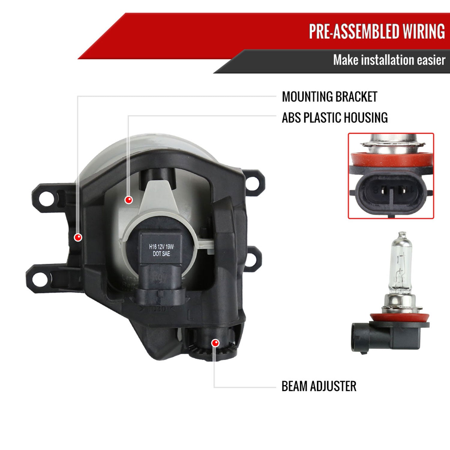 2016-2022 Toyota Tacoma H16 Chrome Cover Fog Lights Kit Chrome/Clear Lens