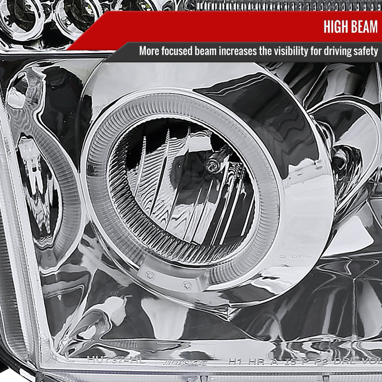 2007-2013 Toyota Tundra/ 08-2017 Sequoia Single Halo Projector Headlights Chrome