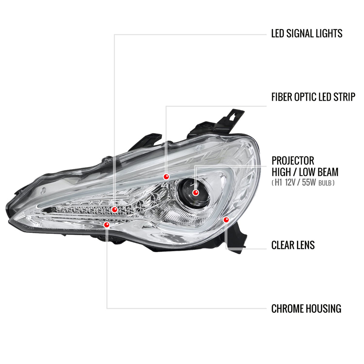 2012-2017 Scion FRS/ Toyota 86 Projector Headlights LED & Signal Lights Chrome