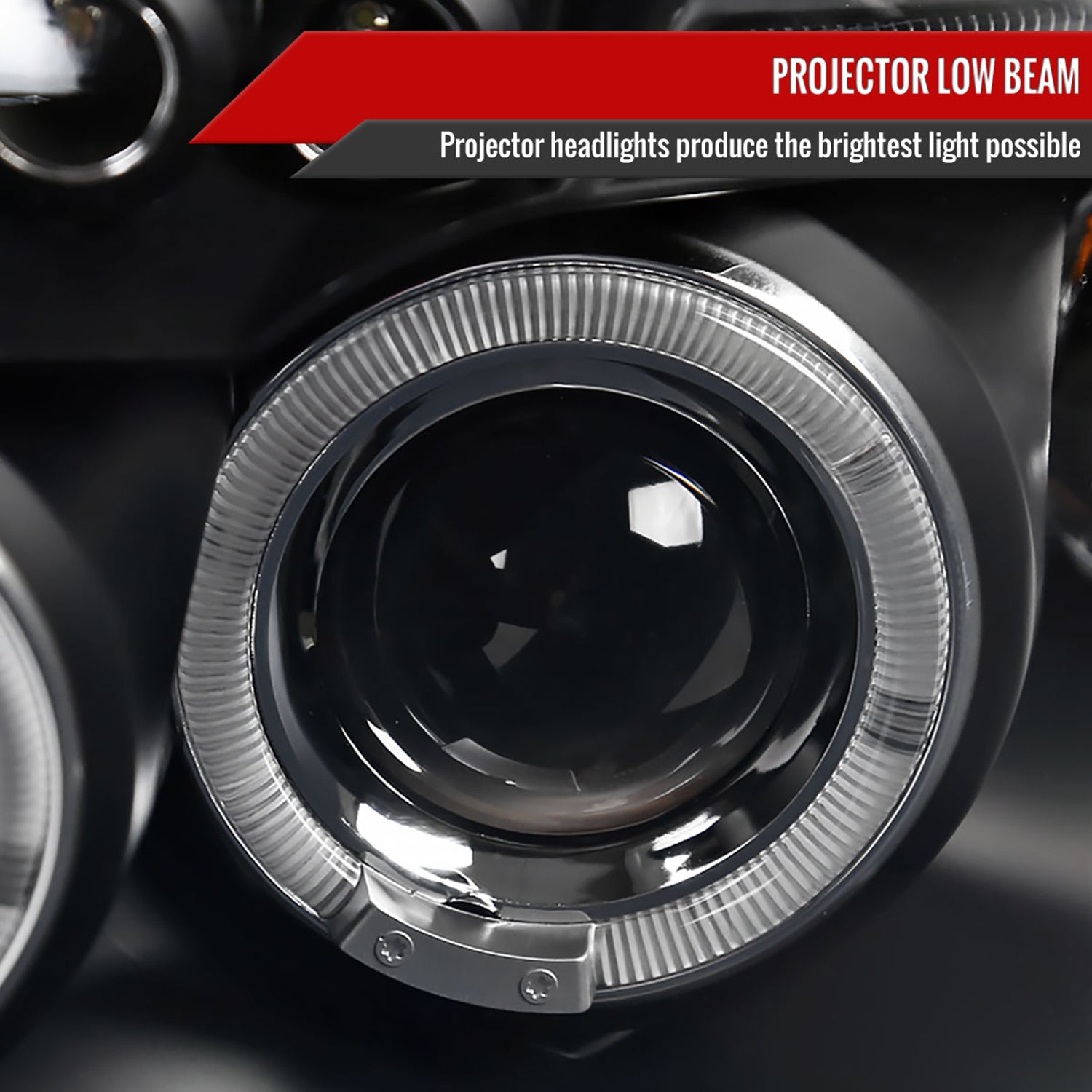 2007-2012 Dodge Caliber Dual Halo Projector Headlights Matte Black/Clear Lens