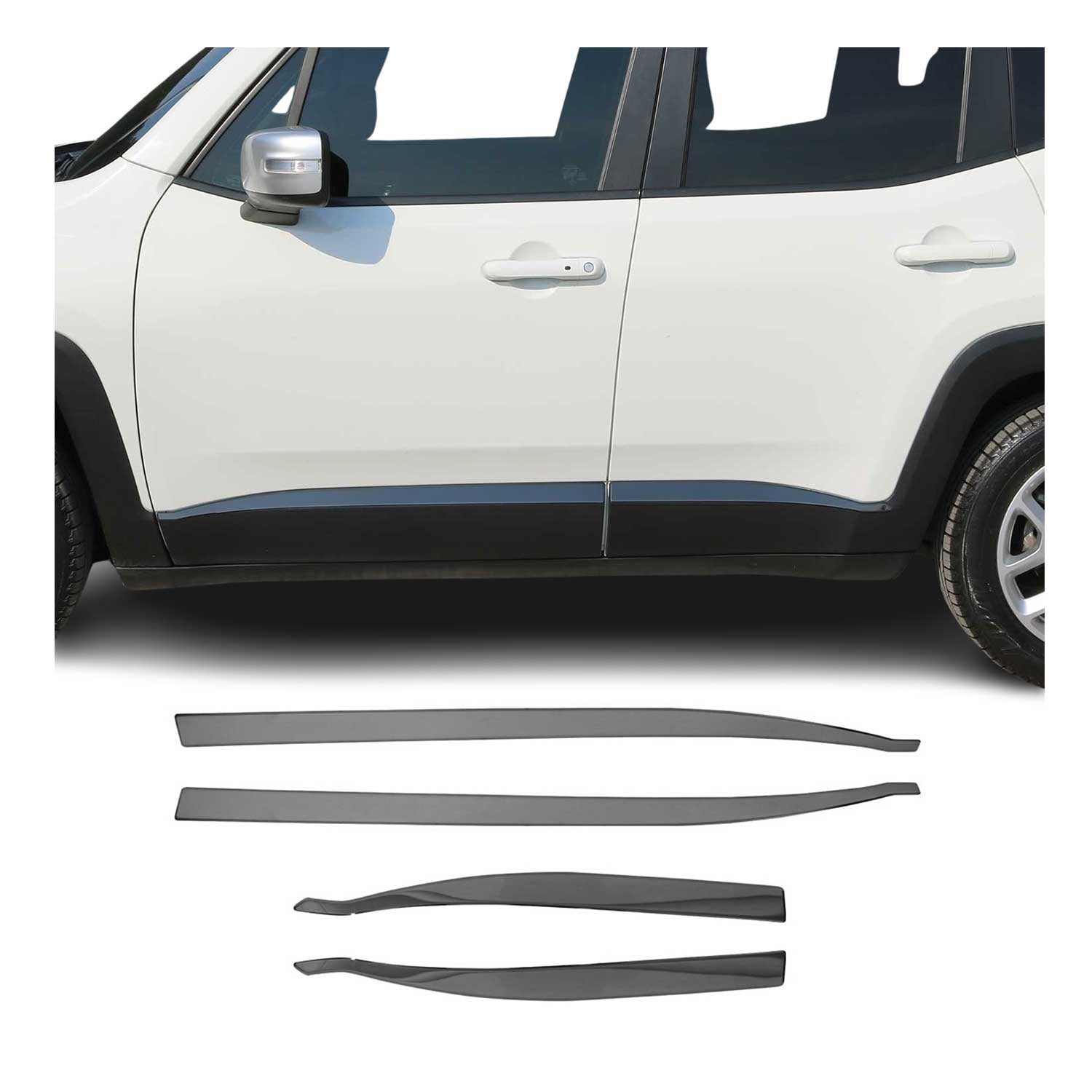 2019-2024 Jeep Renegade Side Door Molding Trim Skirt Garnish Steel Dark 4Pcs