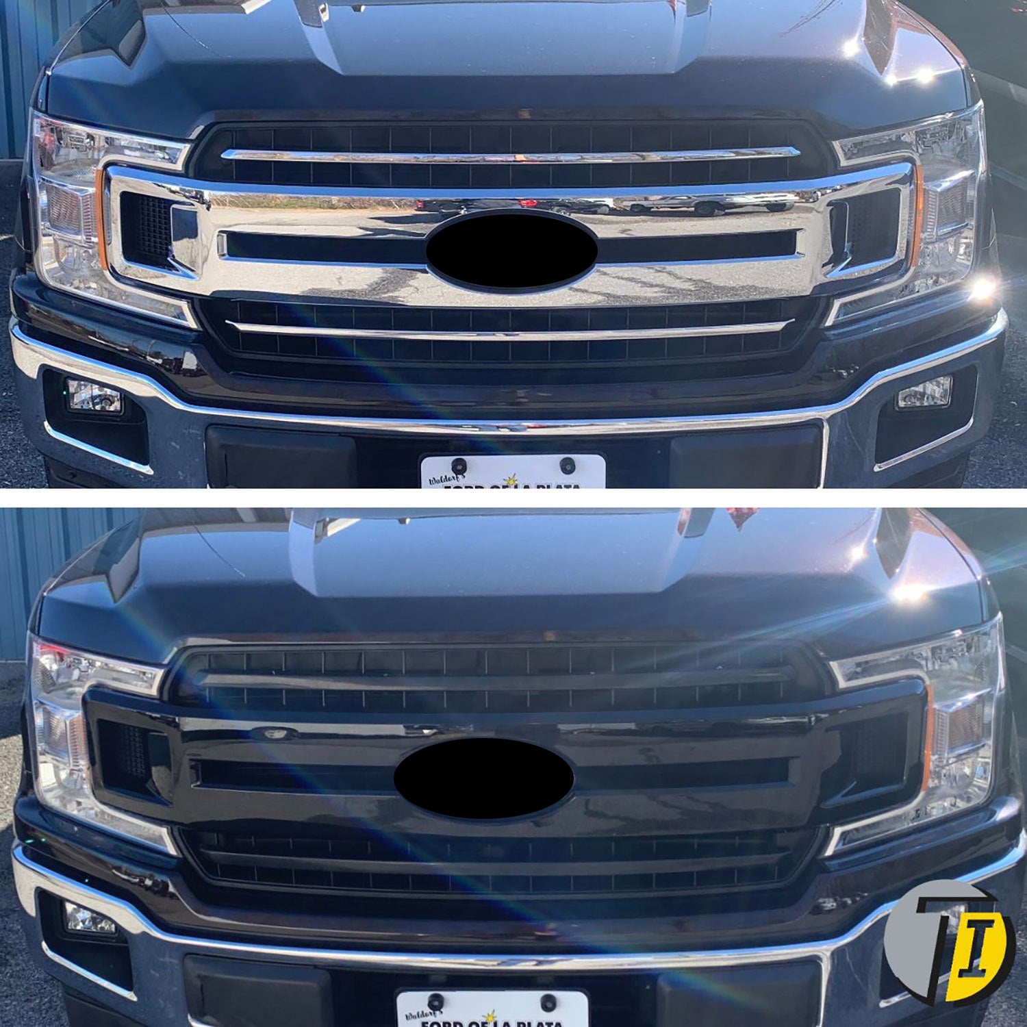 2018-2020 Ford F-150 Grille Overlay Gloss Black 3Pcs ABS Plastic