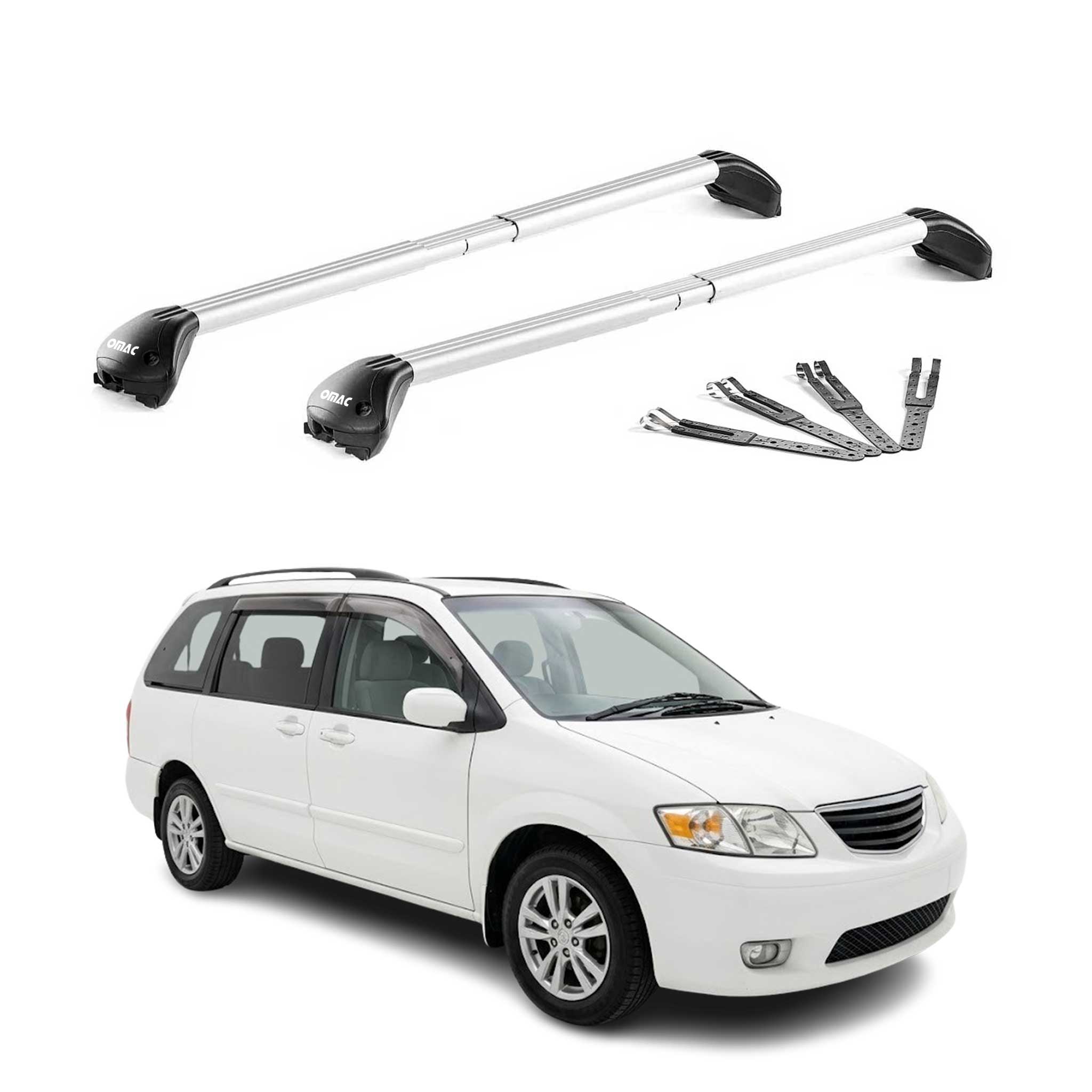 Roof Rack Cross Bars Luggage Carrier for Mazda MPV LV 1995-1999 Aluminium Silver
