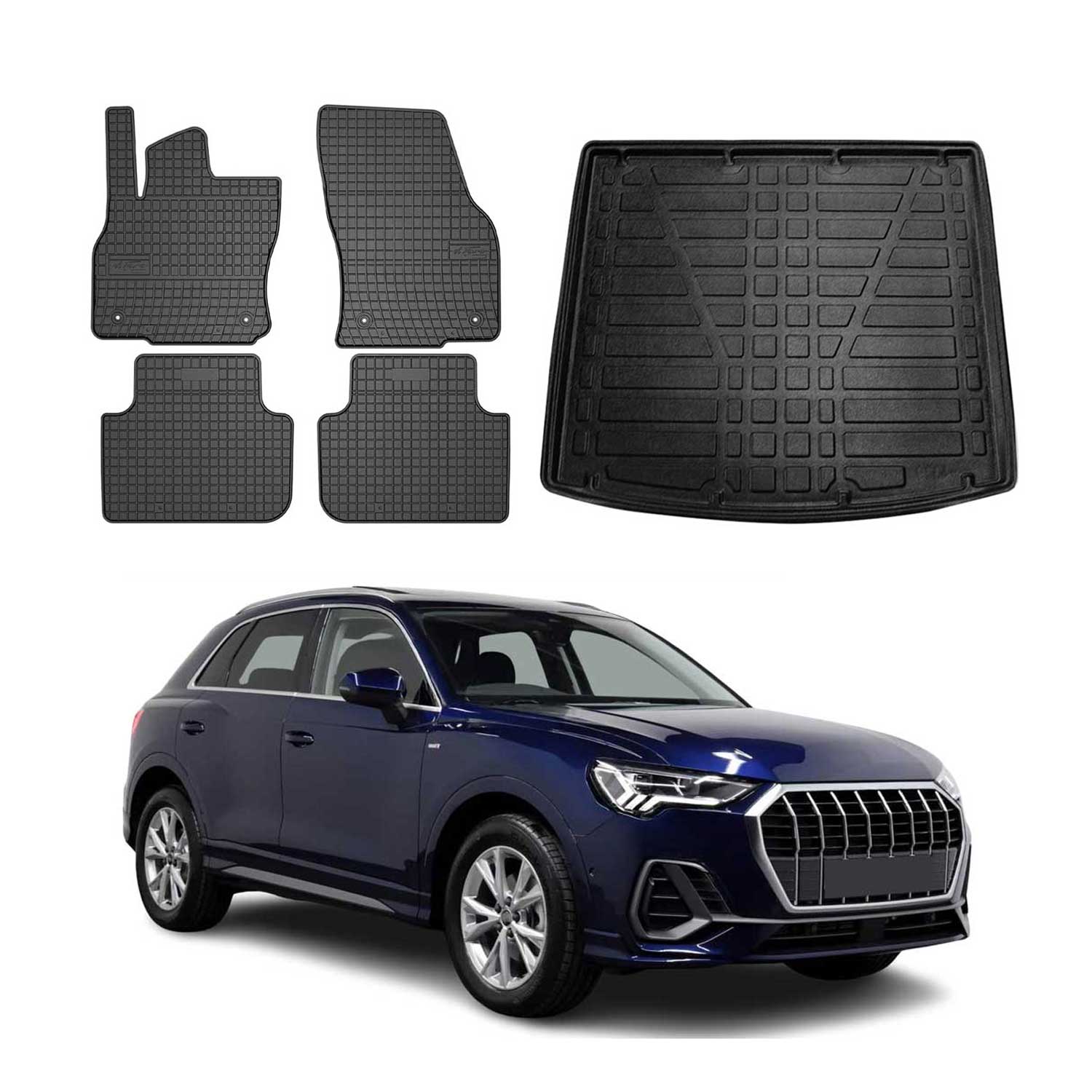 2018-2025 Audi Q3 Floor Mats & Cargo Liner Full Set All Weather Black