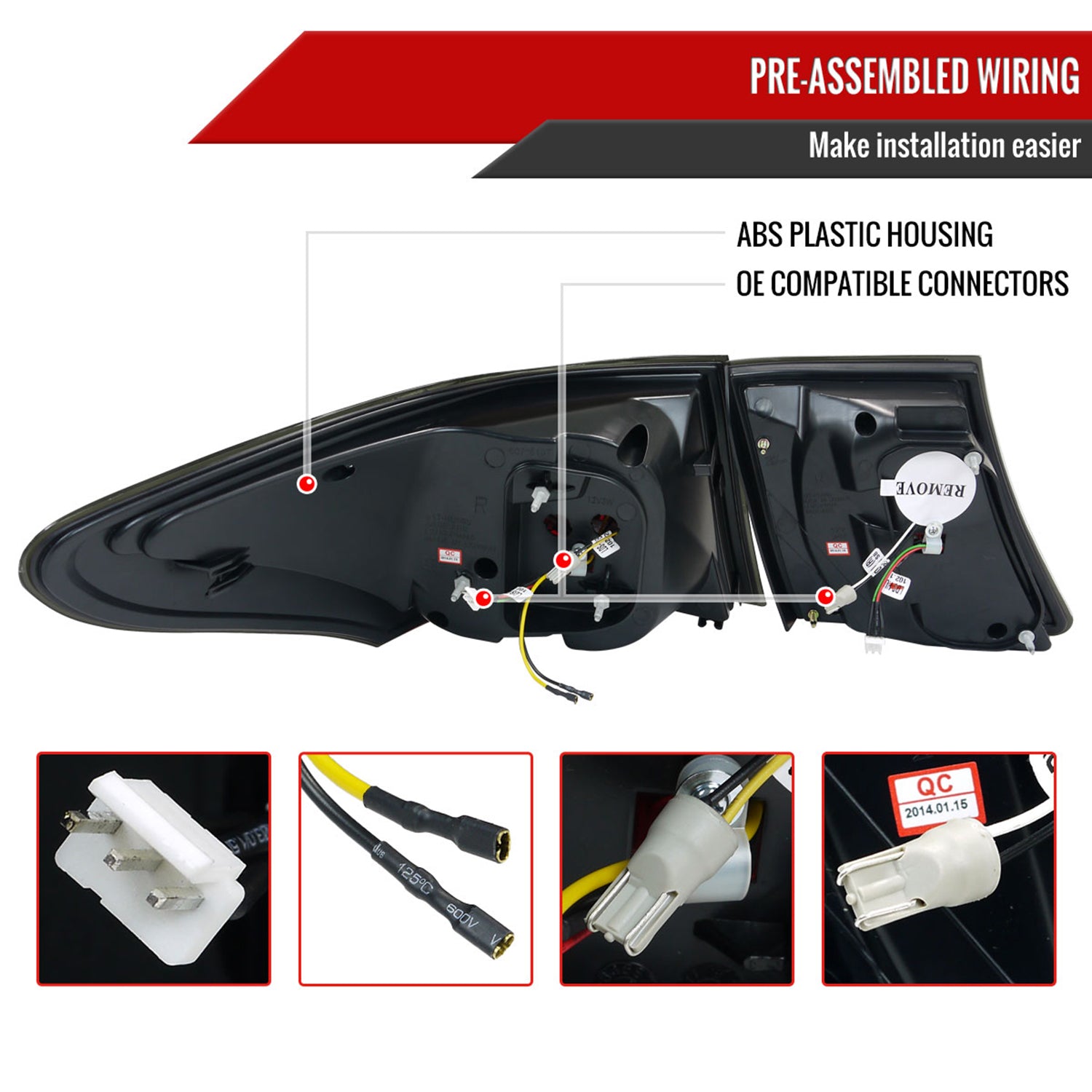 2007-2009 Lexus LS460 LED Tail Lights + Trunk Lights Chrome/Smoke Lens