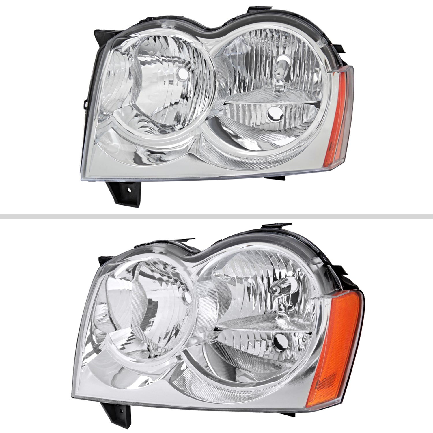 2005-2007 Jeep Grand Cherokee Factory Style Headlights Chrome/Clear Lens