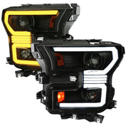2015-2017 Ford F-150 LED Bar Projector Headlights Turn Signals Black / Smoked