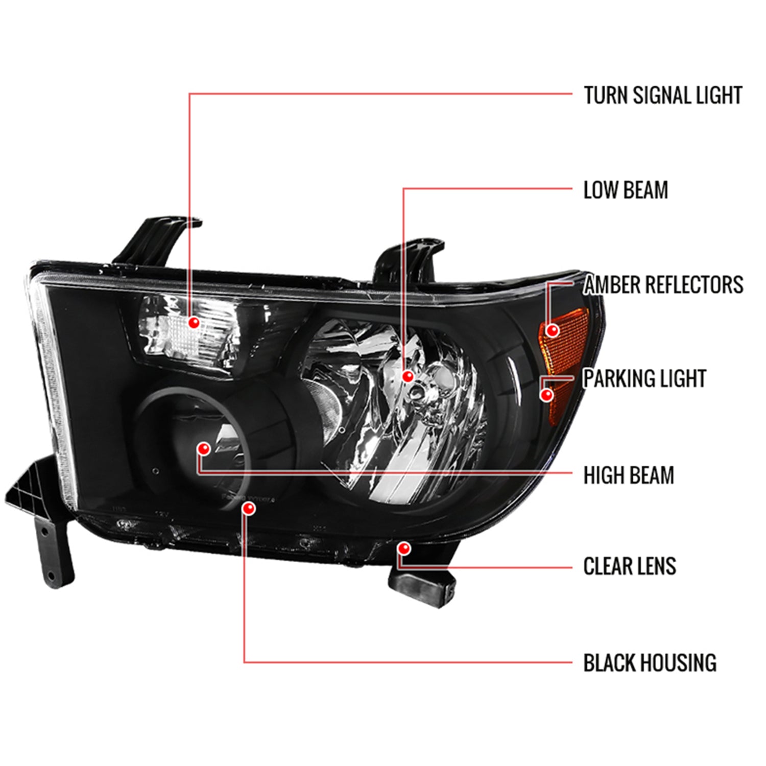 2007-2013 Toyota Tundra/ 08-2017 Sequoia Factory Headlights Amber Reflectors