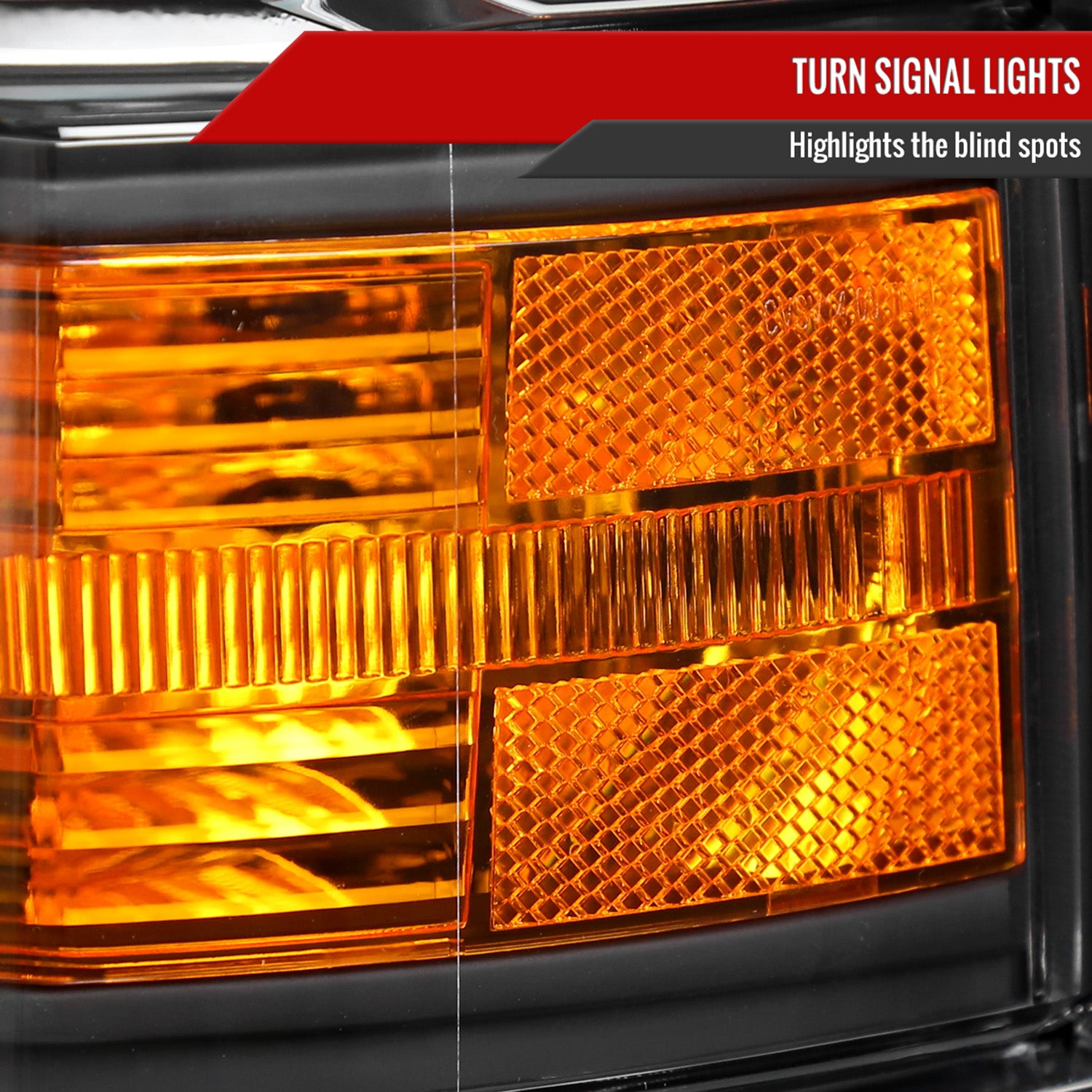 2014-2015 Chevy Silverado 1500 Factory Headlights Amber Reflectors Matt Black