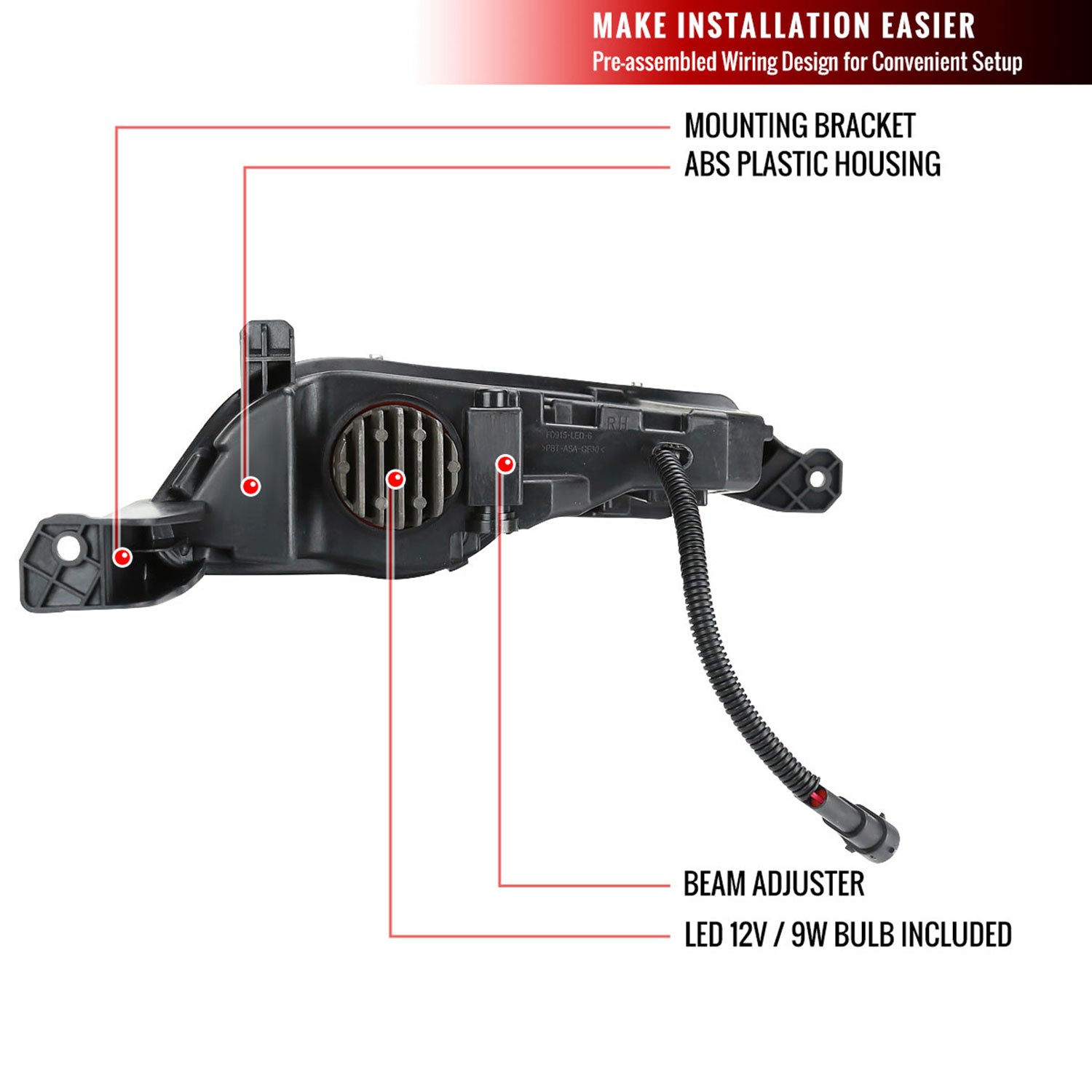 2018-2019 Ford Explorer LED Fog Lights Kit Chrome Housing/Clear Lens