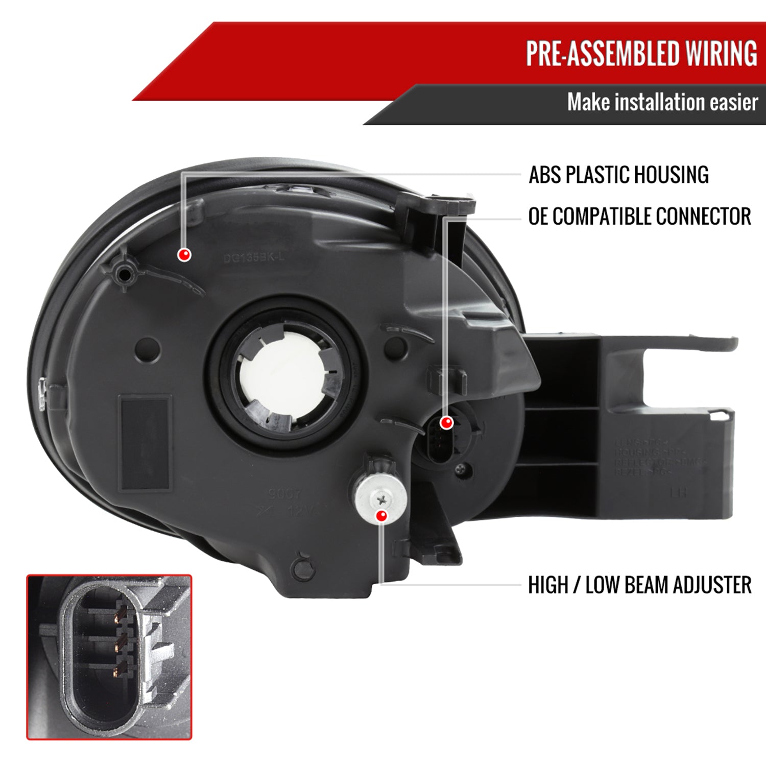 2003-2005 Dodge Neon Factory Style Headlights Matte Black Housing/Clear Lens