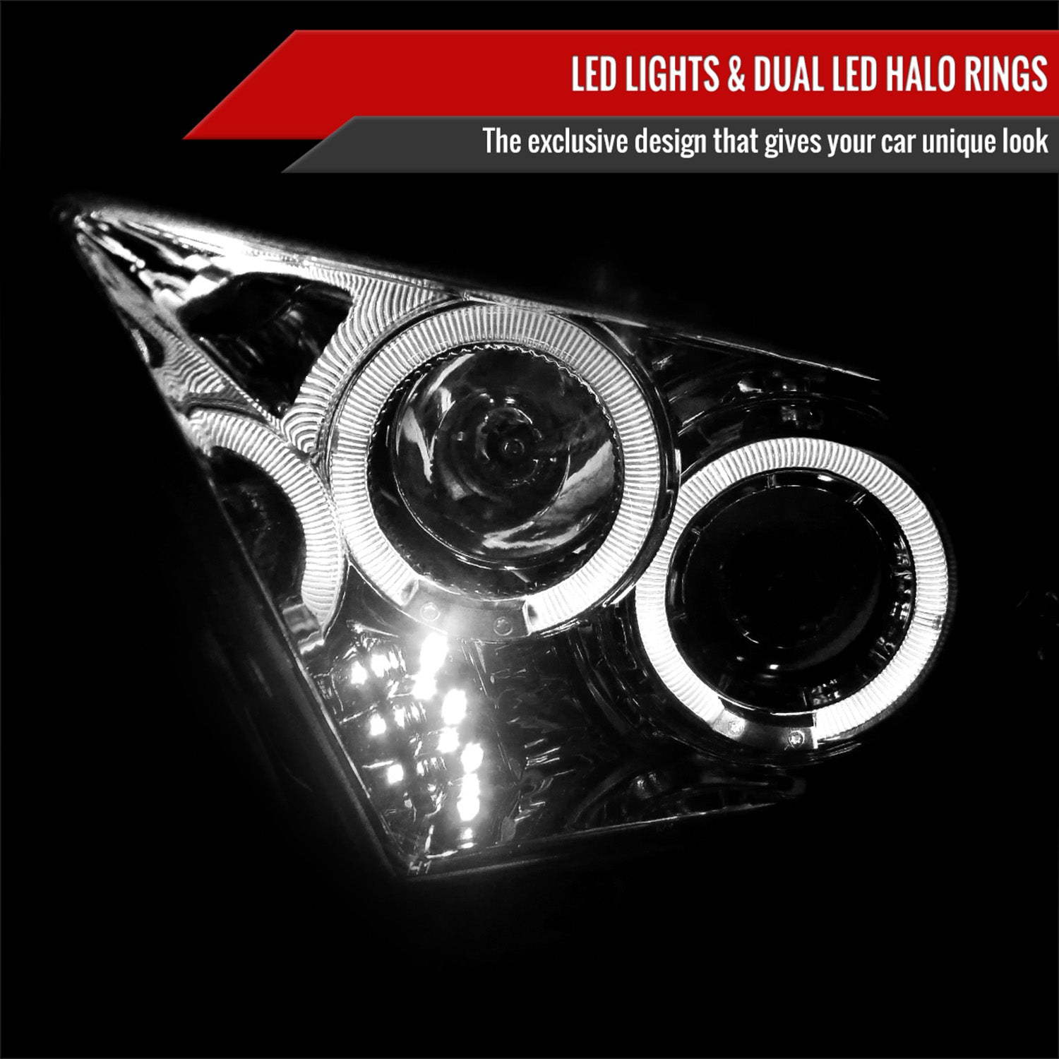 2010-2014 Ford Mustang Dual Halo Projector Headlights Chrome/Clear Lens