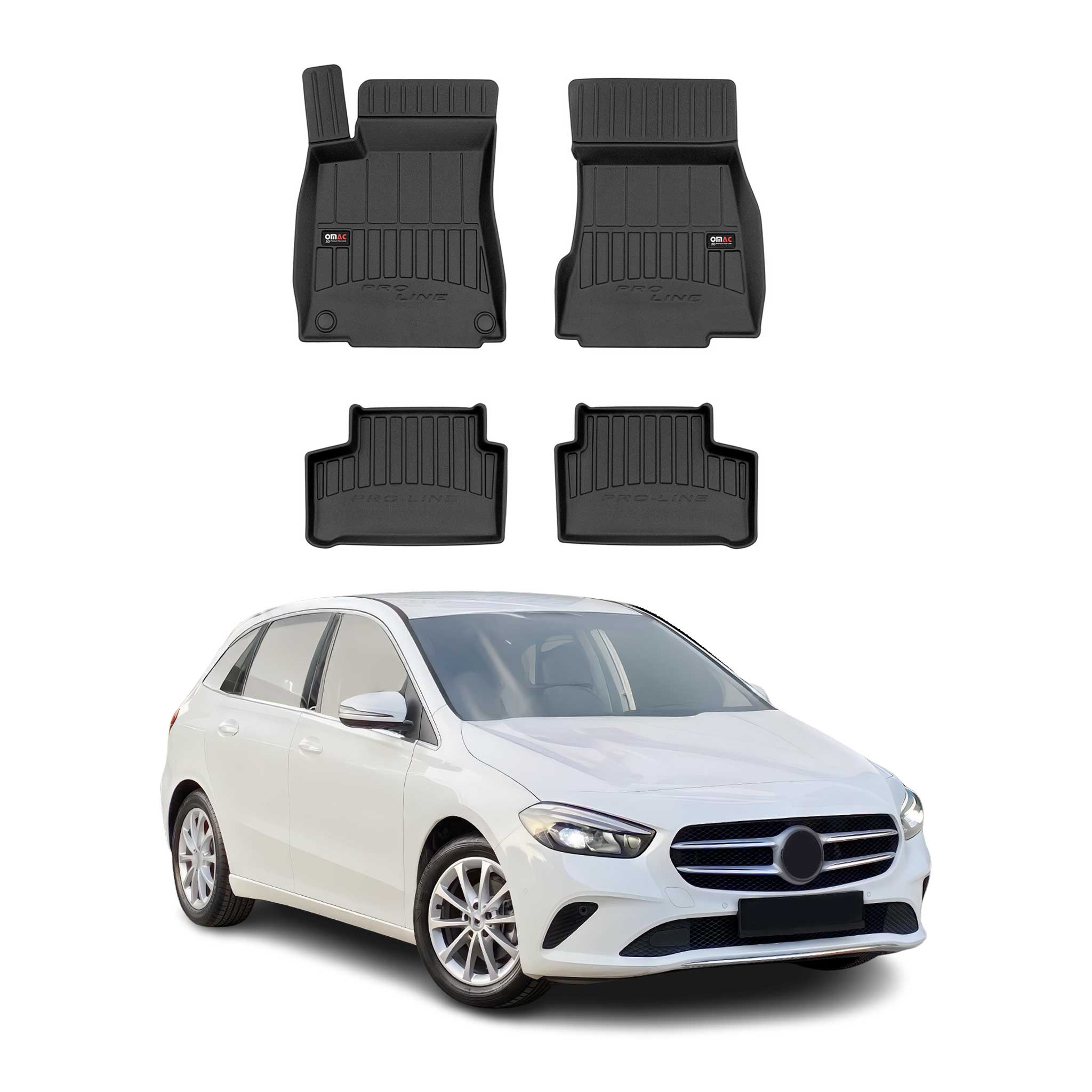 2019-2024 Mercedes B Class W247 Premium Floor Mats Liners Full Set All Weather Heavy Duty Black