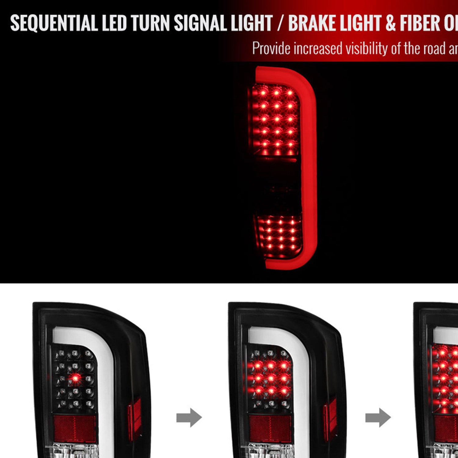 2014-2021 Toyota Tundra Sequential LED Tail Lights Matte Black/Clear Lens
