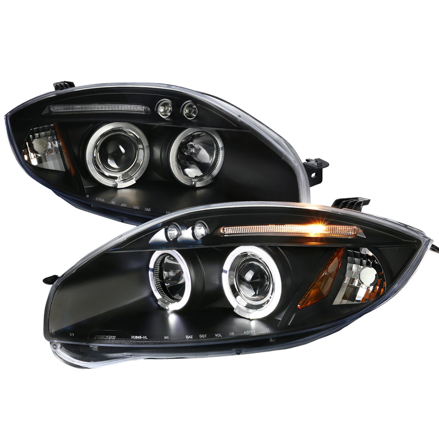 2006-2011 Mitsubishi Eclipse Dual Halo Projector Headlights Matte Black/Clear
