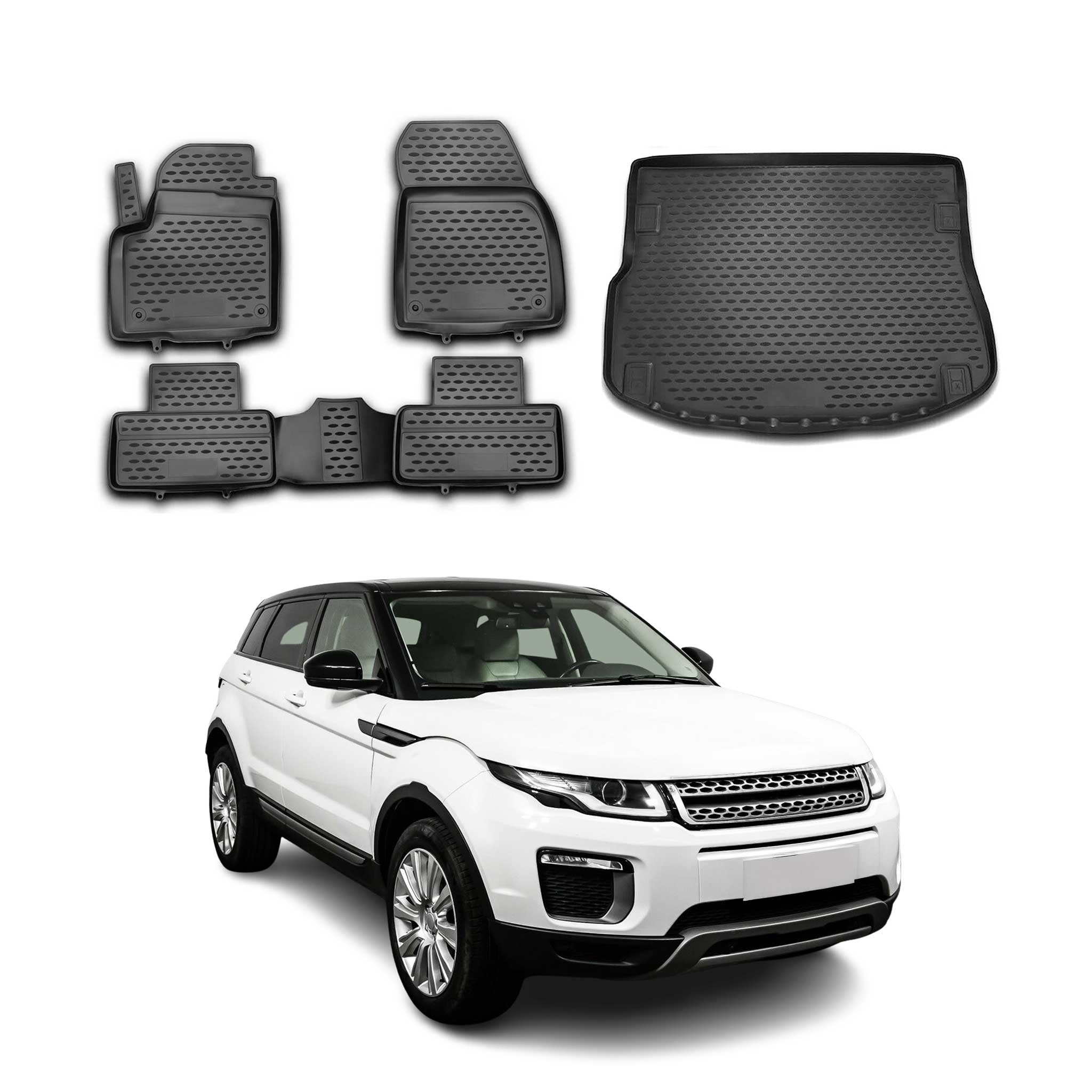 2012-2019 Land Rover Range Rover Evoque Floor Mats & Cargo Liner Full Set All Weather Black