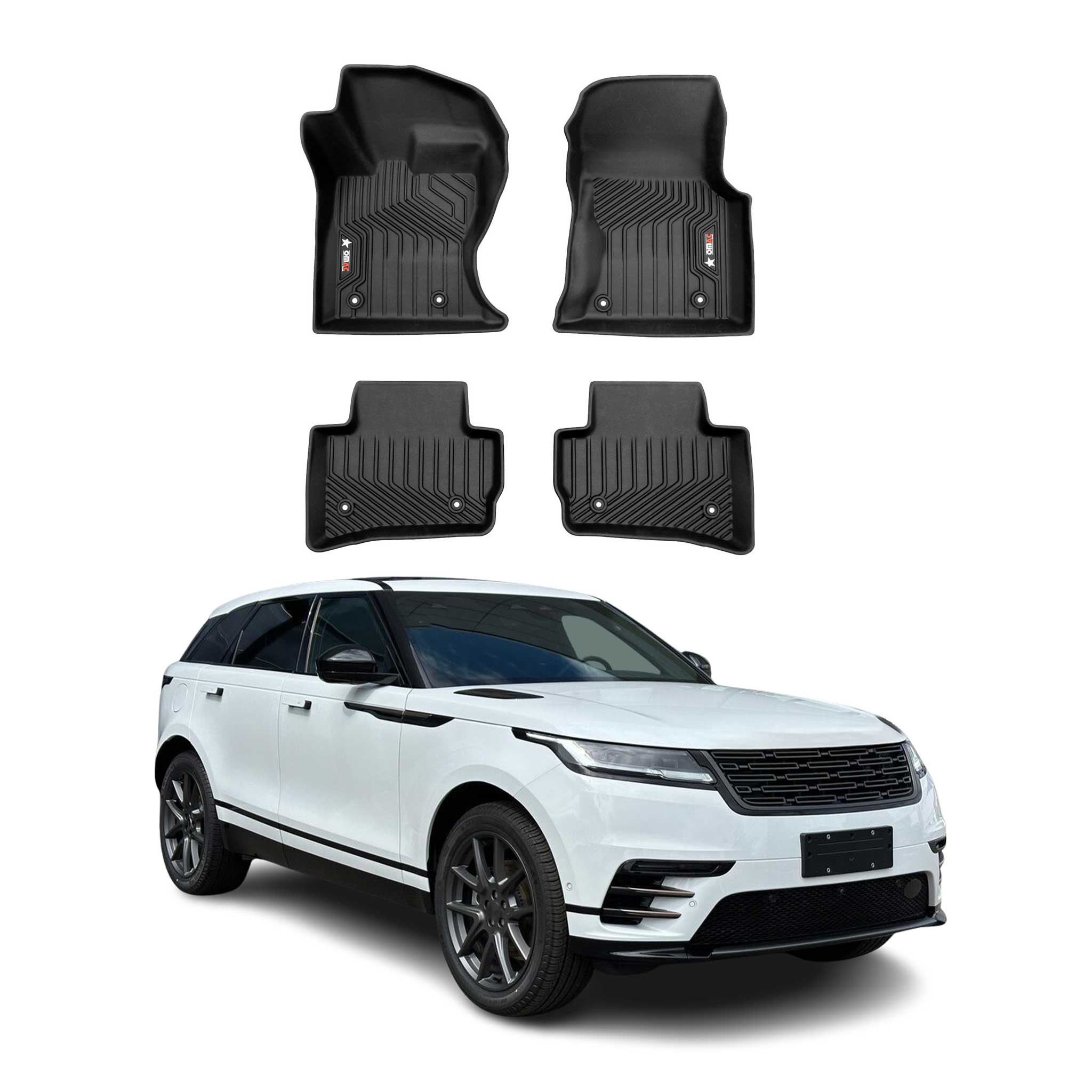 2018-2026 Land Rover Range Rover Velar Premium Floor Mats Liners First and Second Row Set Black