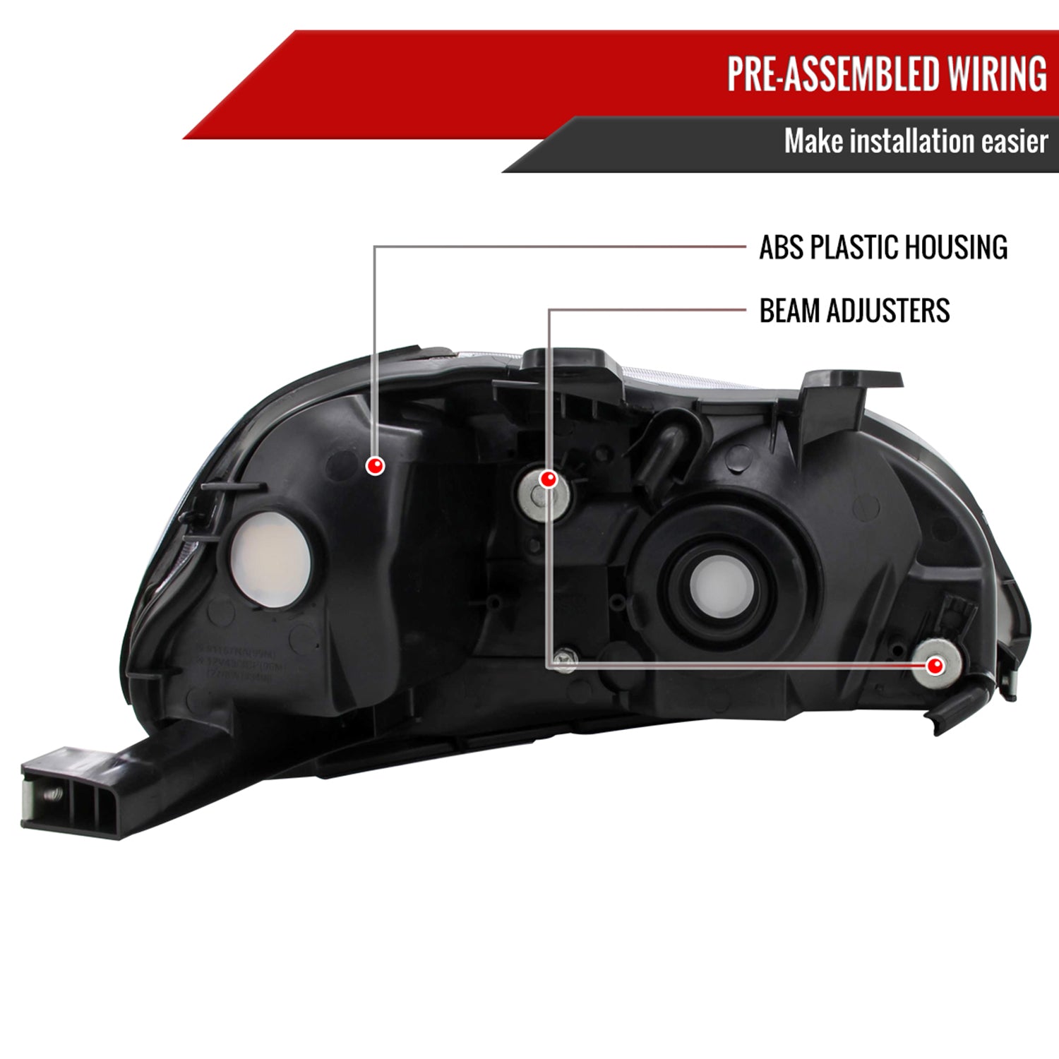 1996-1998 Honda Civic Factory Style Crystal Headlights Matte Black/Clear Lens