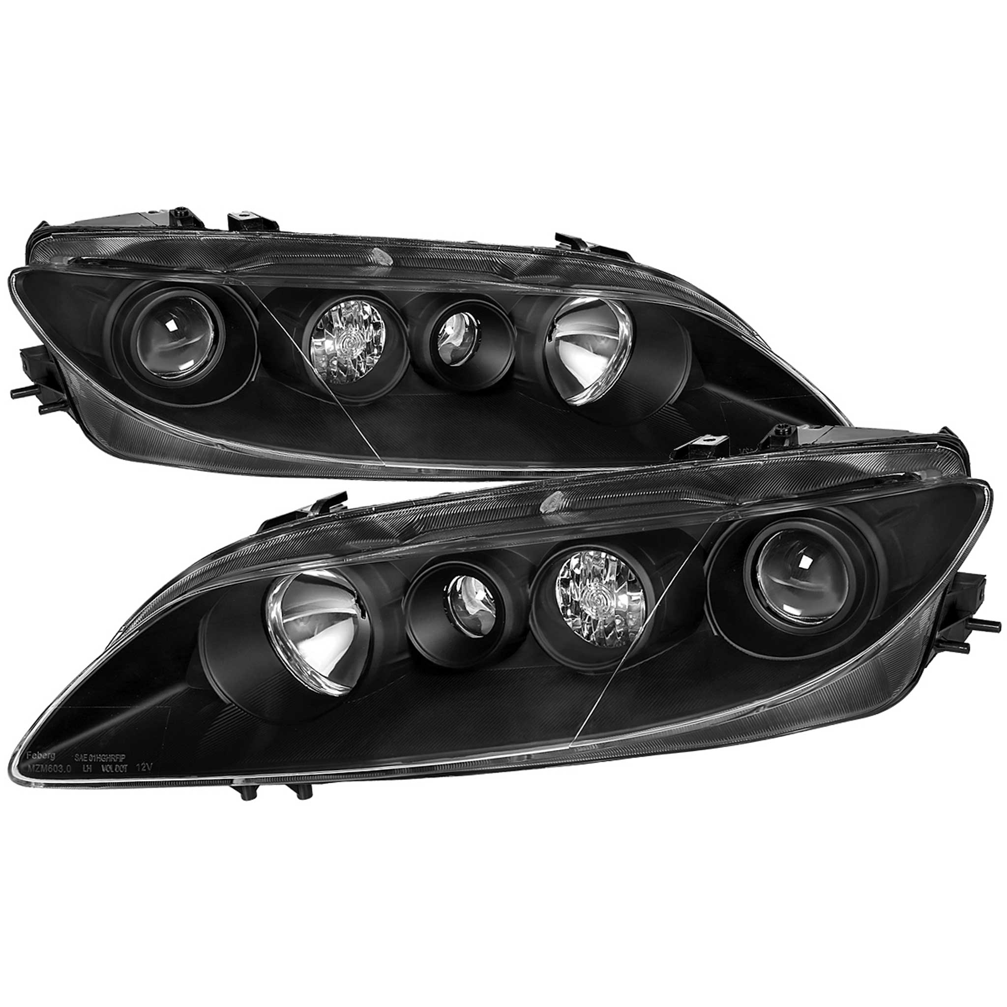 For Mazda 6 2003-2005 Factory Style Projector Headlights Matte Black Housing Clear Lens