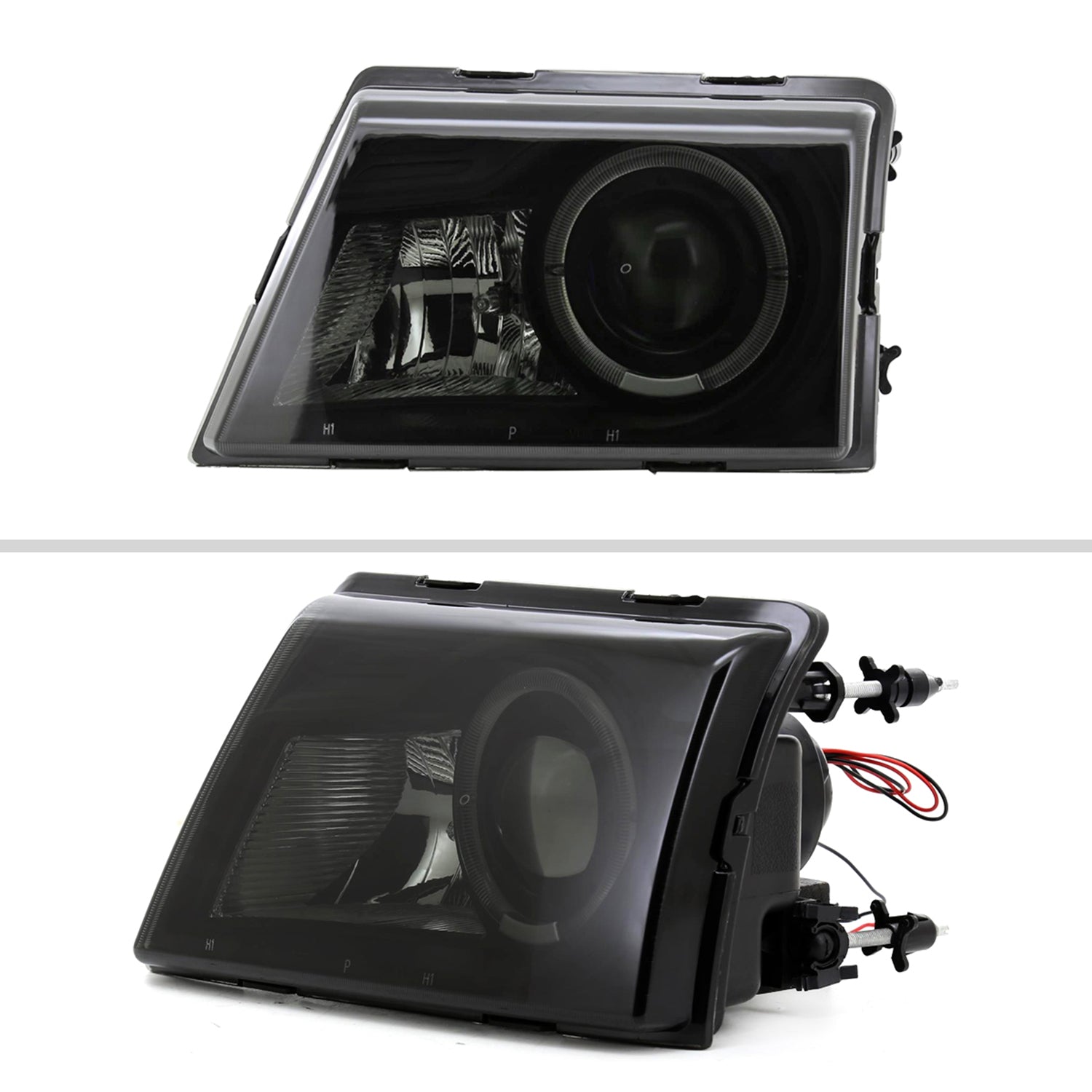 1998-2000 Ford Ranger Halo Projector Headlights Black Housing/Smoke Lens